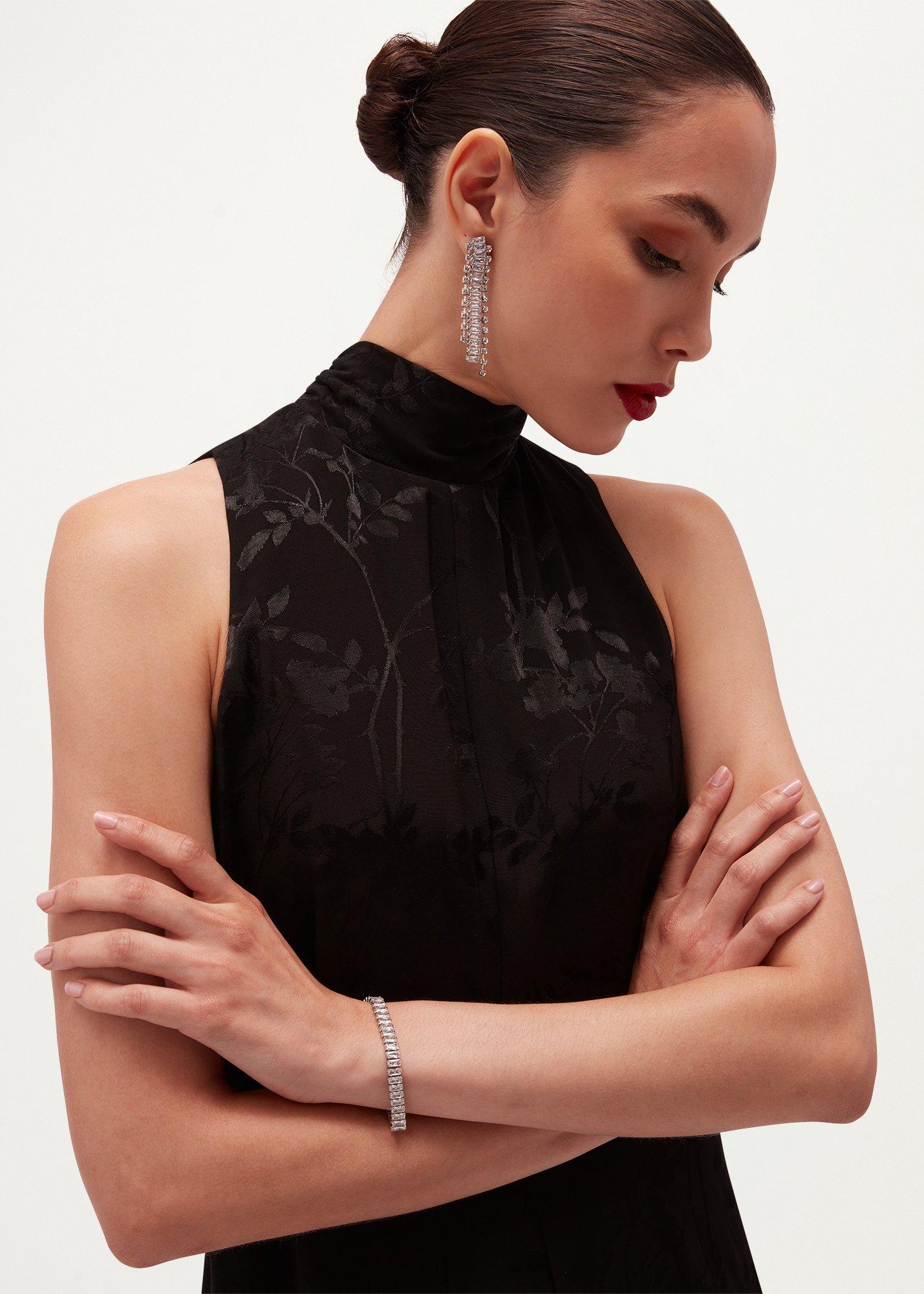 Townend Jacquard Dress, Black, hi-res