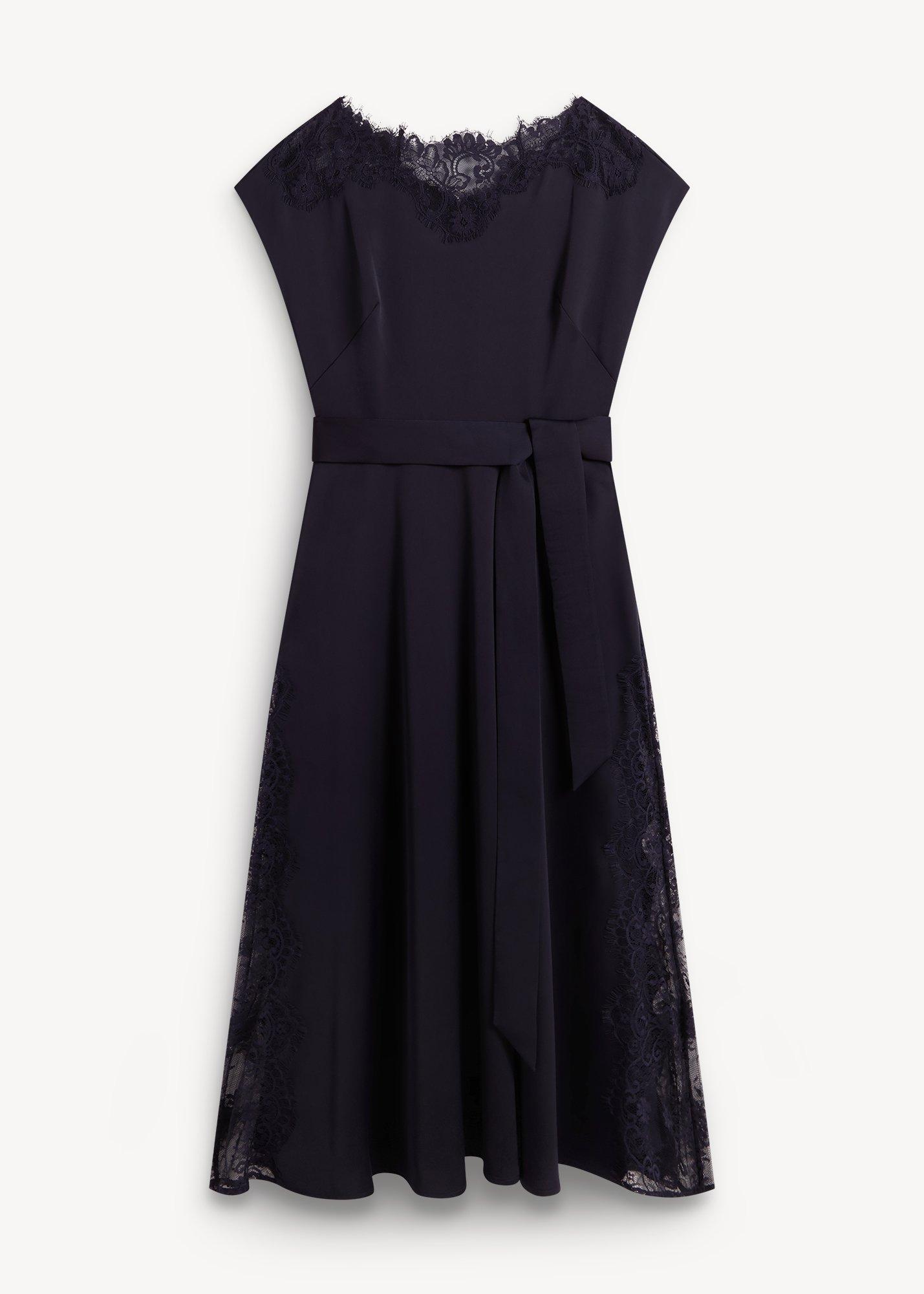 Amelie Lace Trim Satin Dress