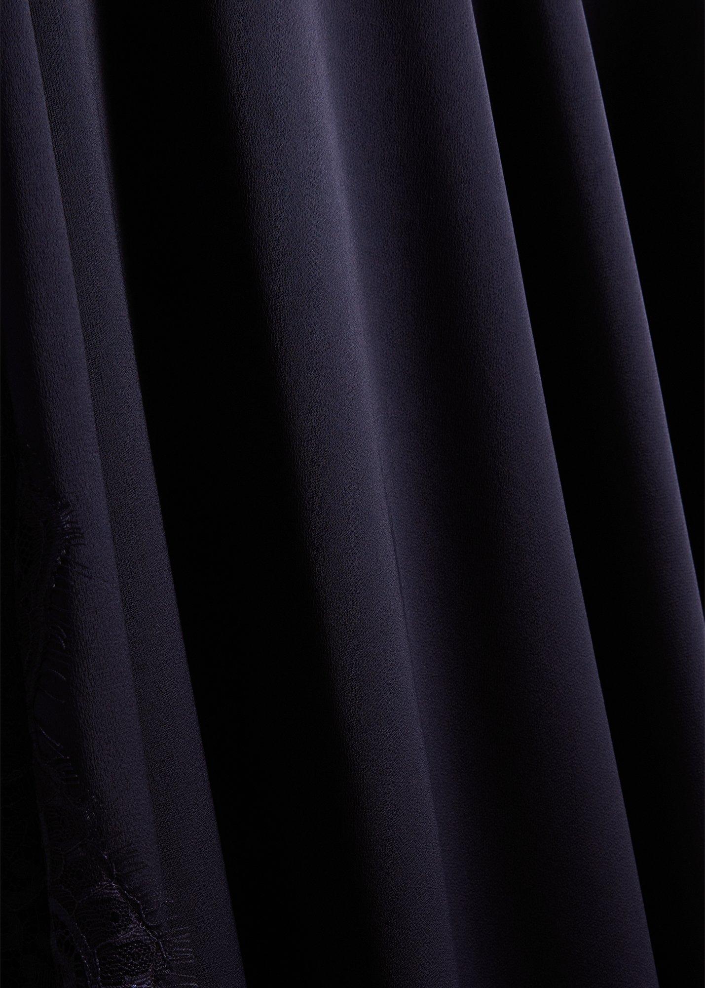 Amelie Lace Trim Satin Dress, Midnight Navy, hi-res