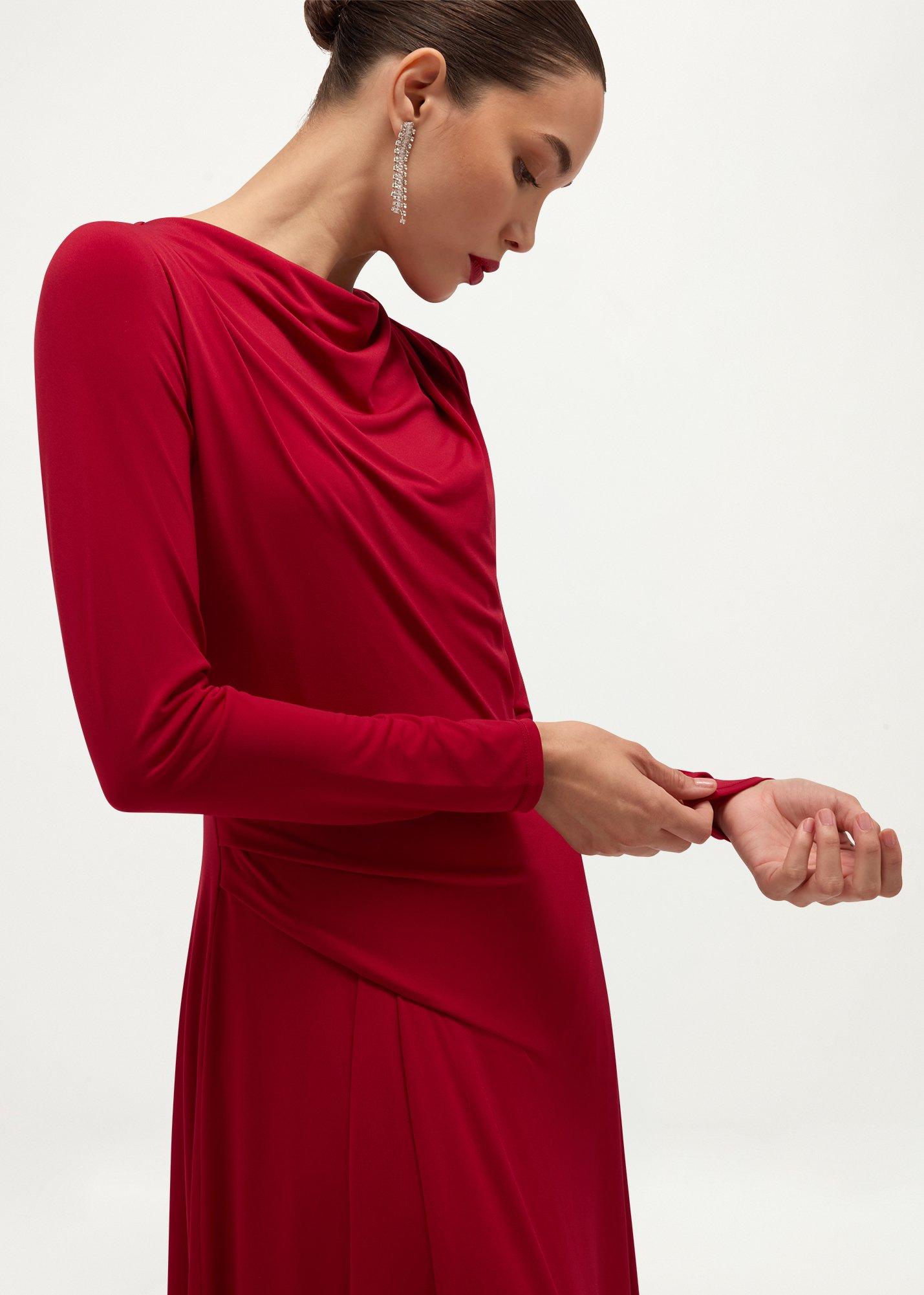 Valeria Jersey Dress, Lipstick Red, hi-res