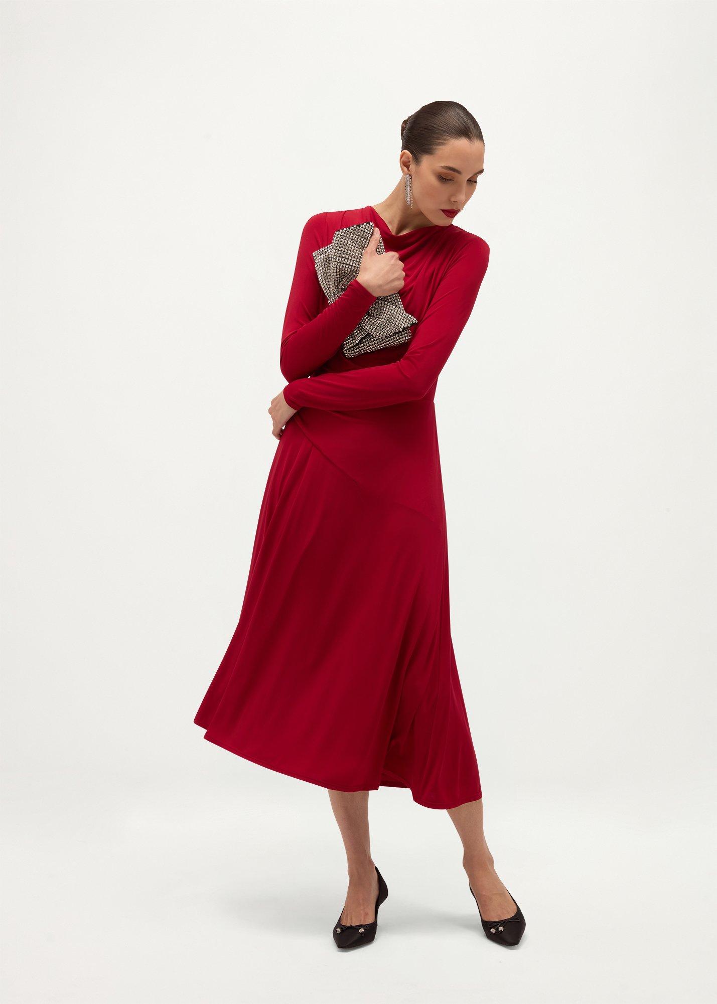 Valeria Jersey Dress, Lipstick Red, hi-res