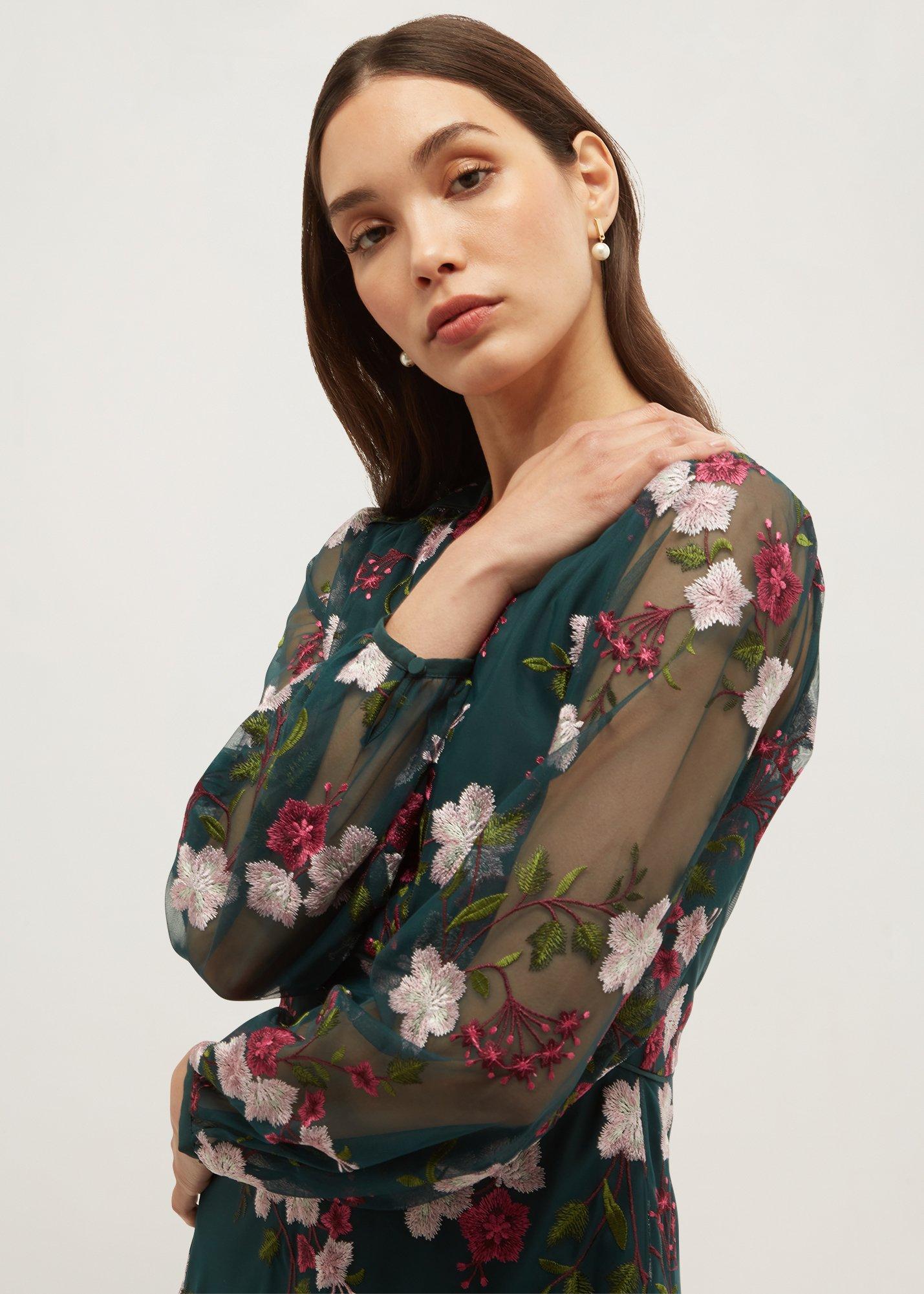 Flo Embroidered Dress, Evergreen Multi, hi-res