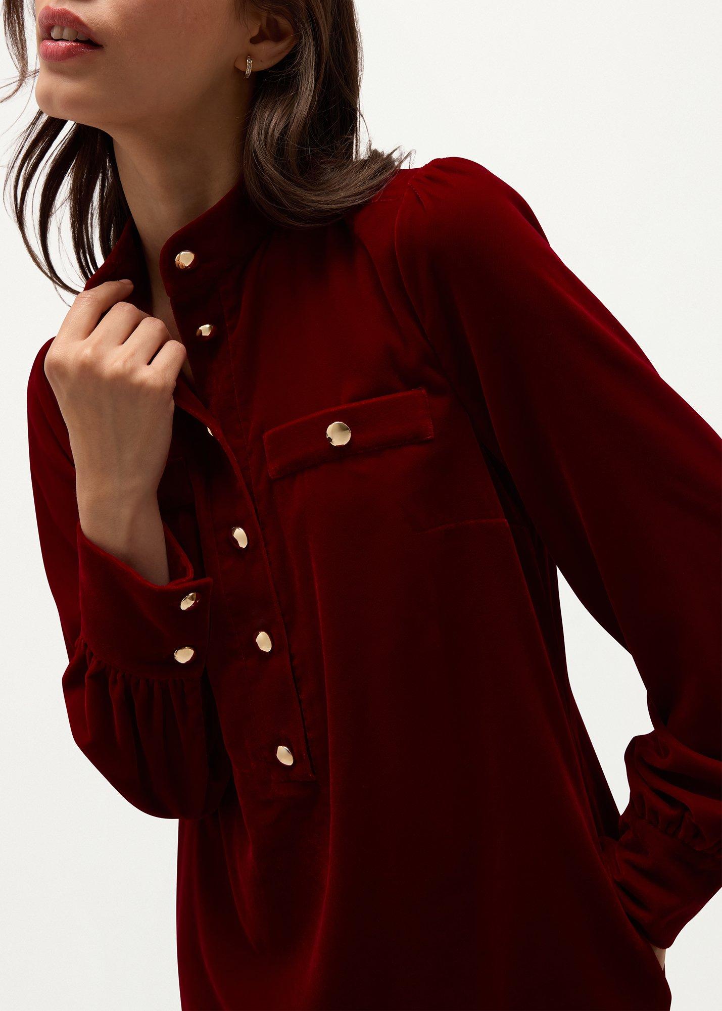 Stephanie Velvet Dress, Red, hi-res