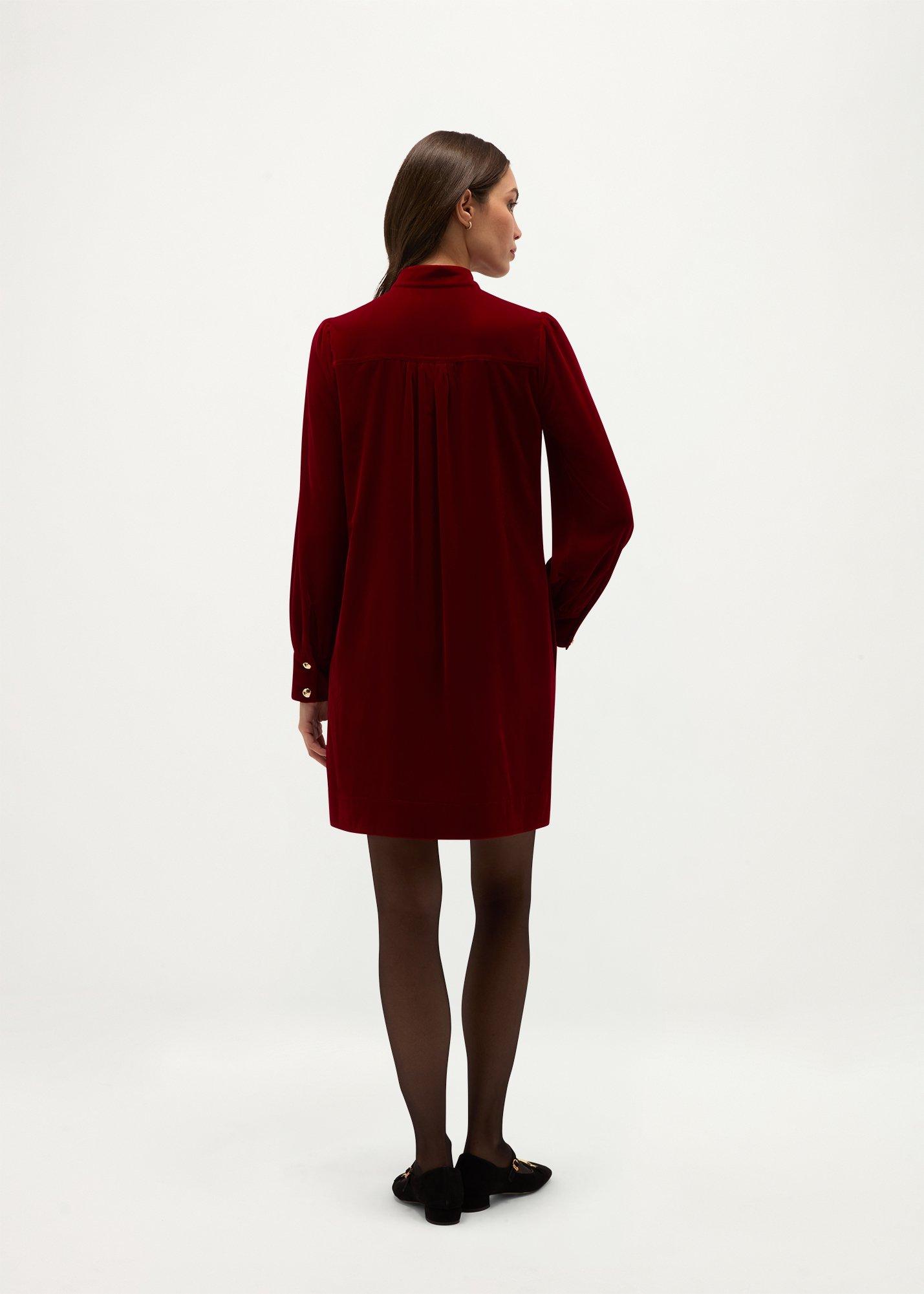 Stephanie Velvet Dress, Red, hi-res