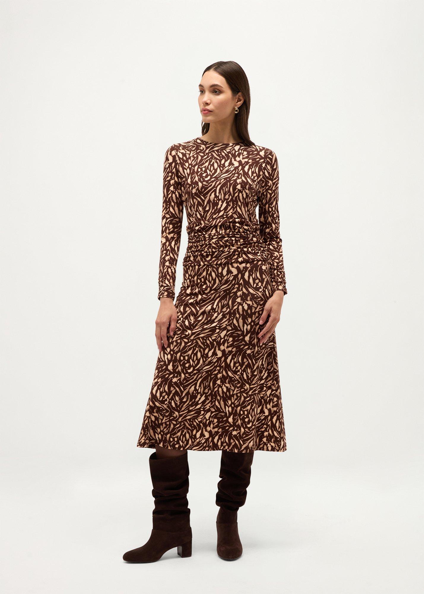 Anna Jersey Dress, Brown Multi, hi-res