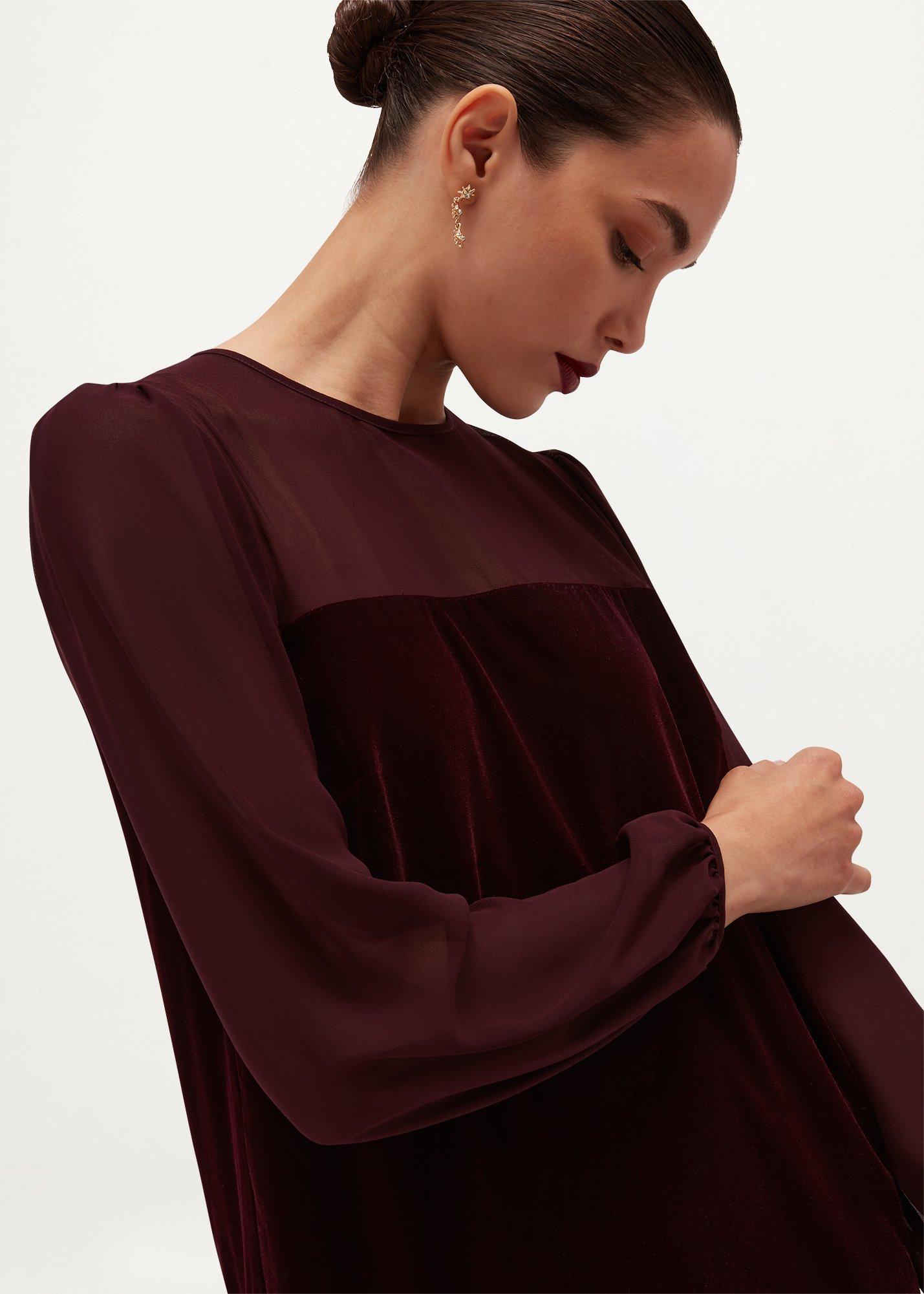 Hana Velvet Popover Dress, Mulberry Purple, hi-res