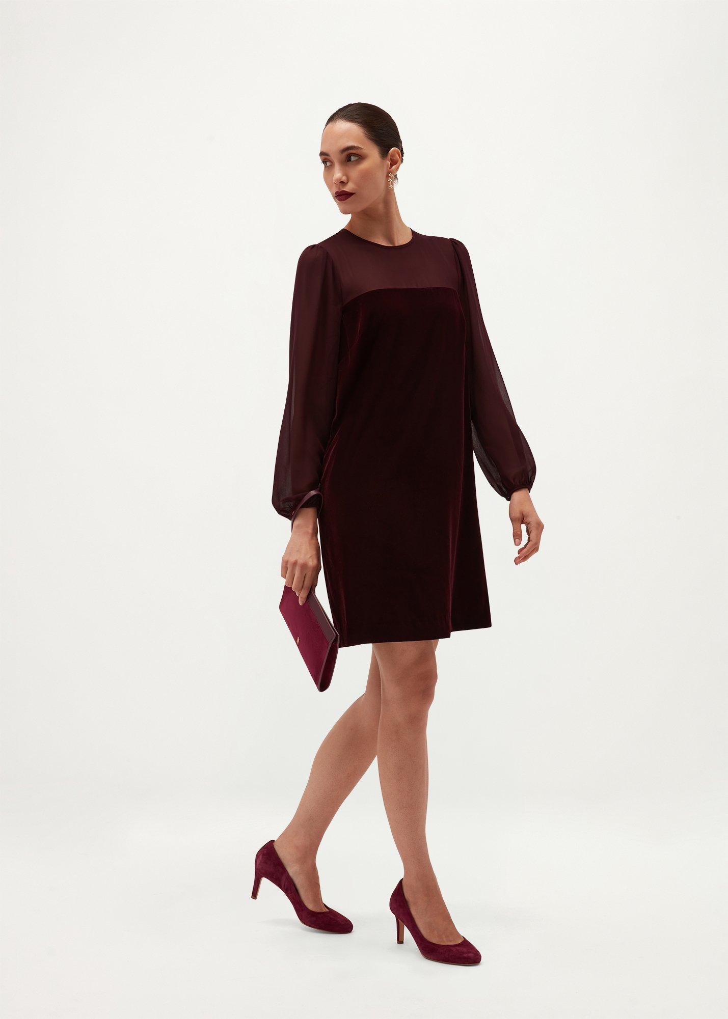 Hana Velvet Popover Dress, Mulberry Purple, hi-res