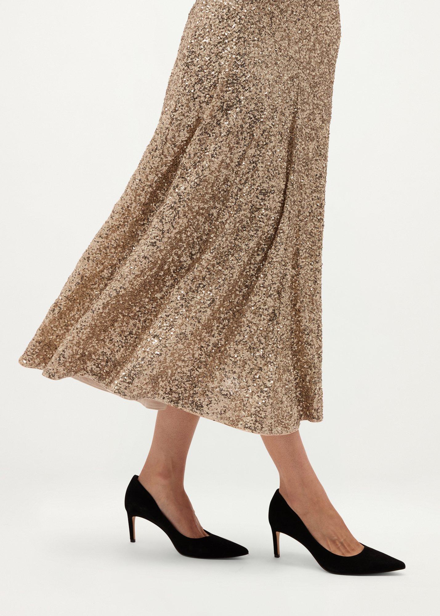 Saffie Sequin Dress, Champagne, hi-res