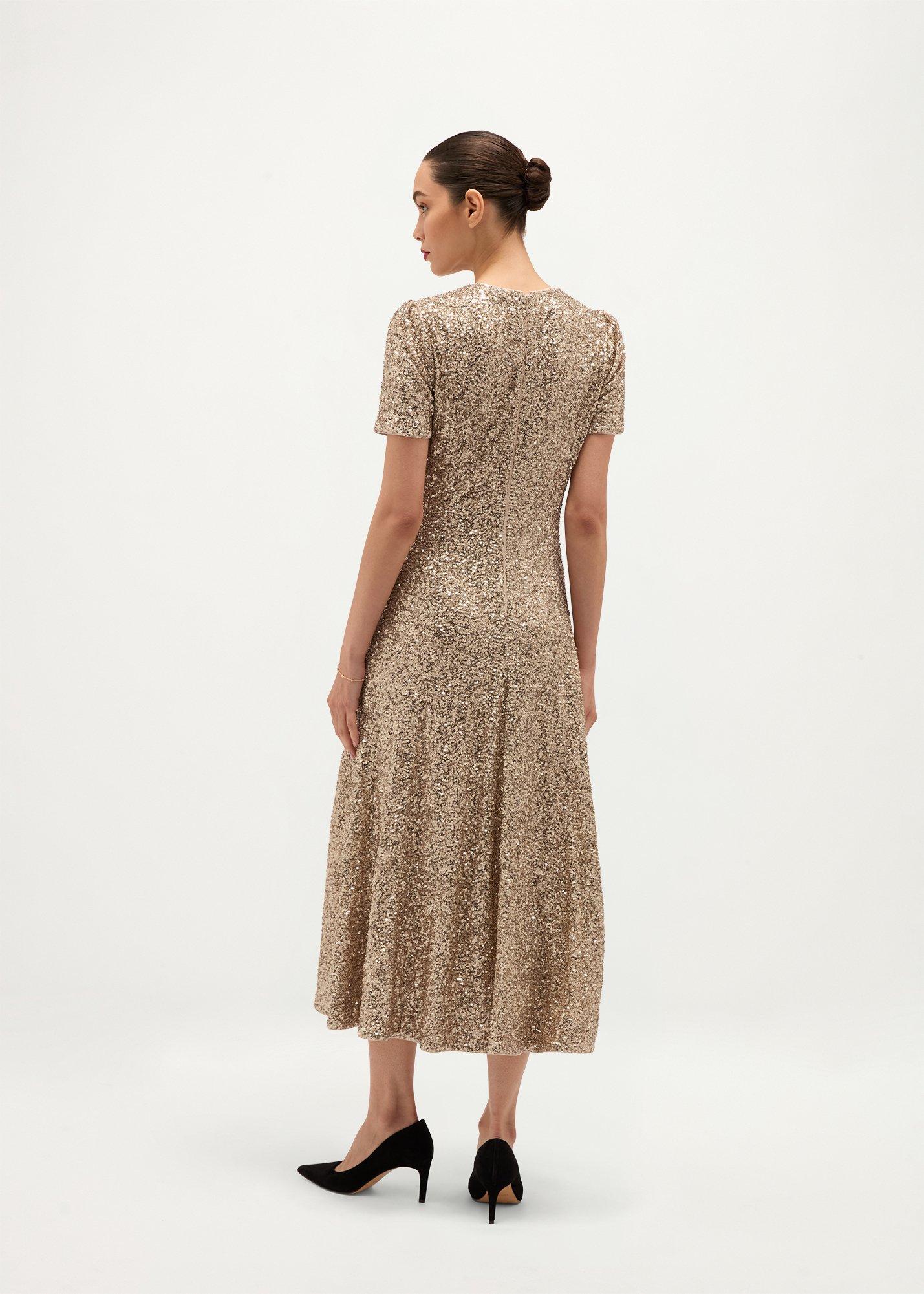 Saffie Sequin Dress, Champagne, hi-res