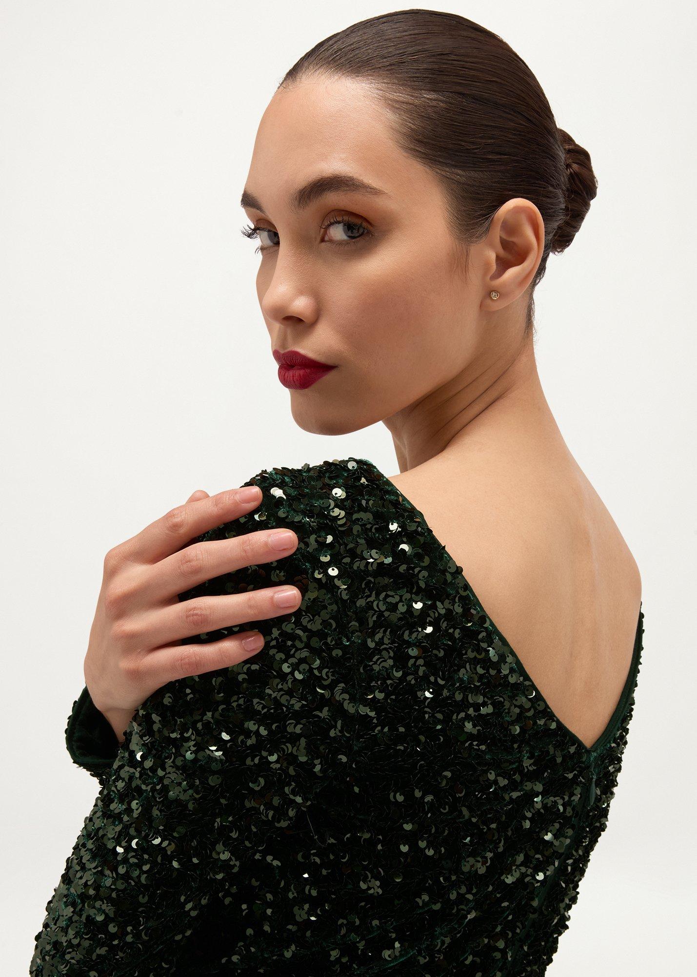 Sawyer Sequin Dress, Evergreen, hi-res