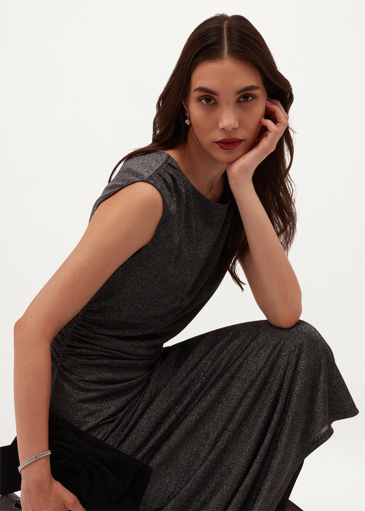 Liana Jersey Sparkle Dress, Silver, hi-res
