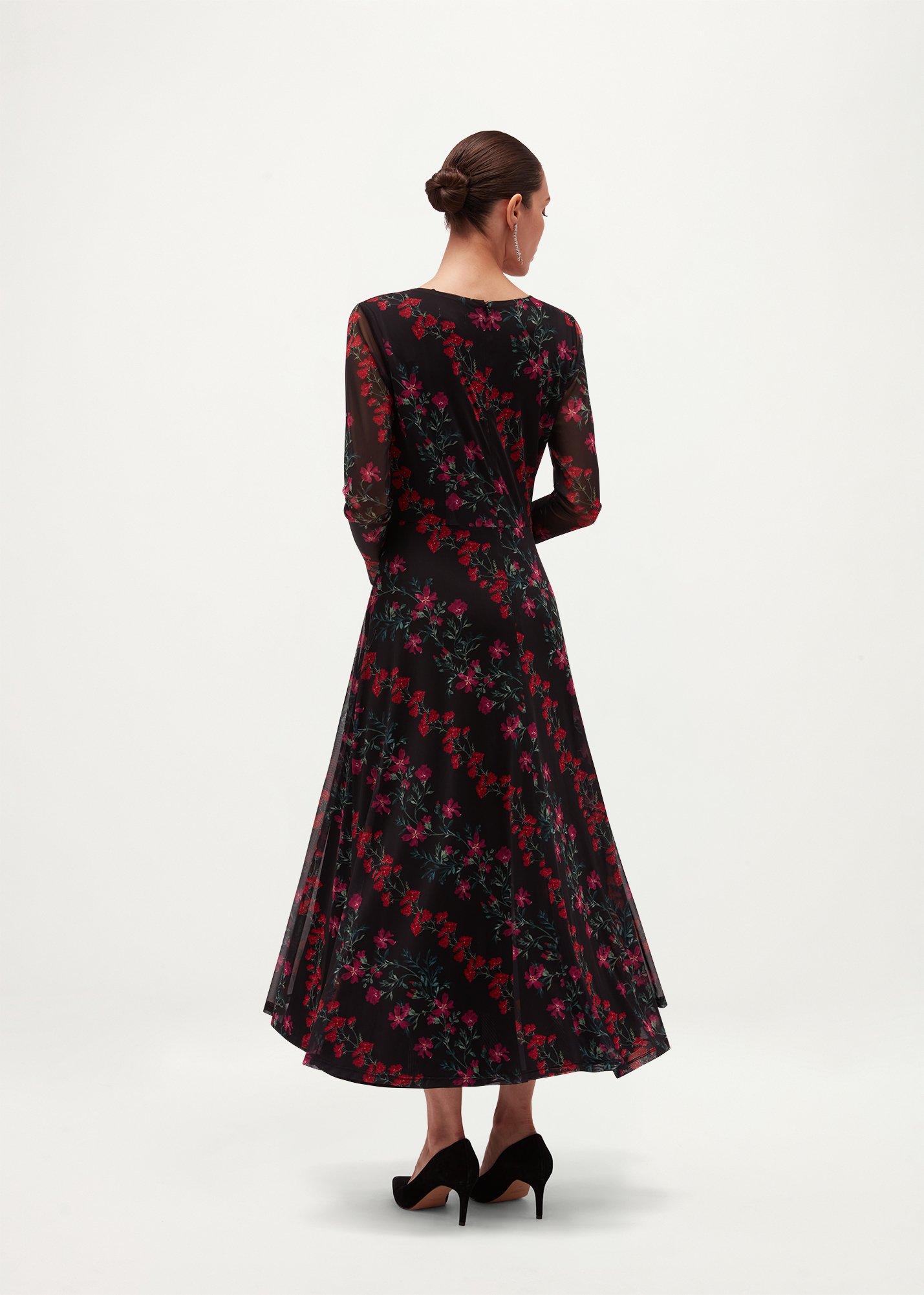 Azaria Floral Mesh Dress, Black Multi, hi-res
