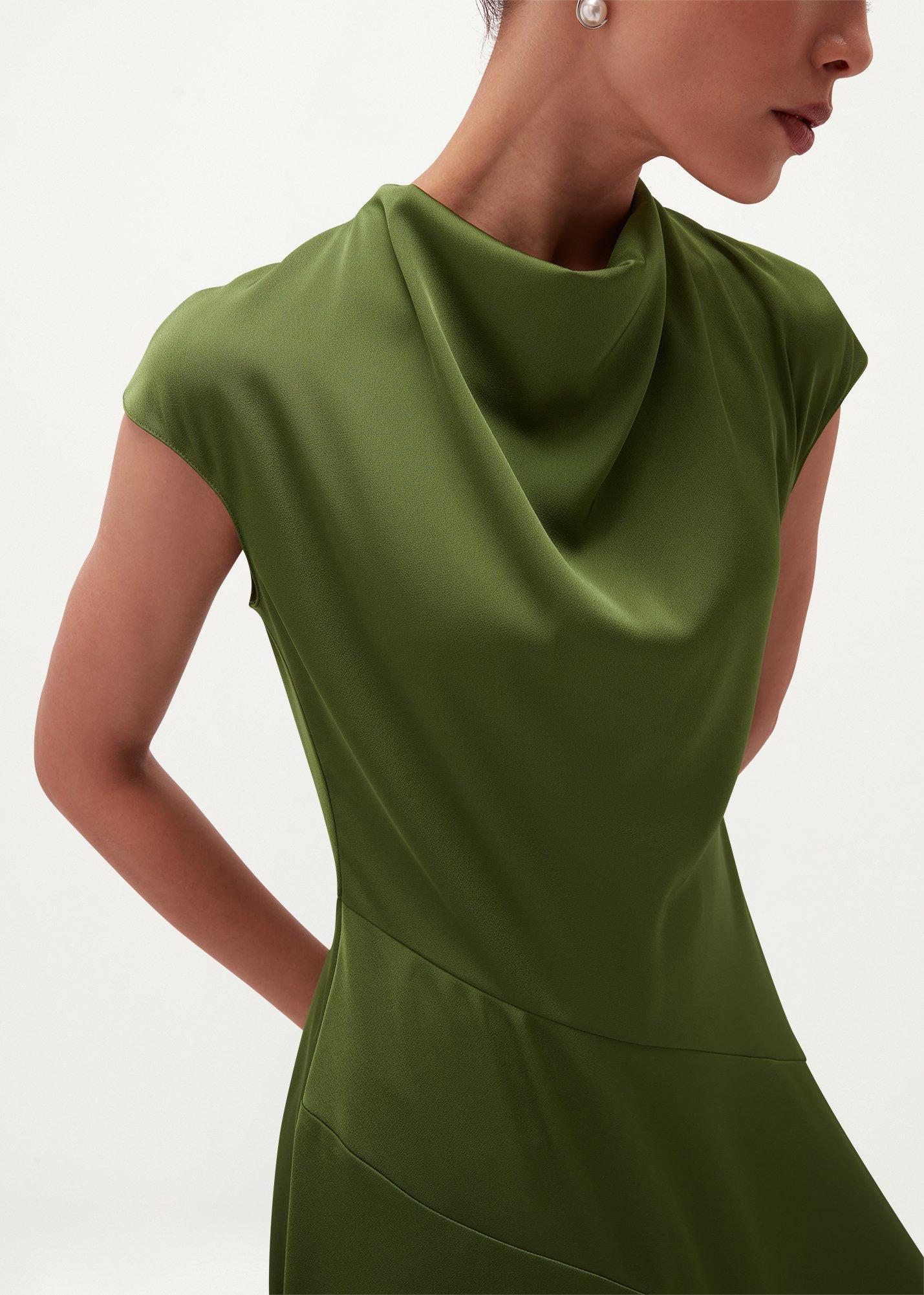 Avebury Satin Dress, Sencha Green, hi-res
