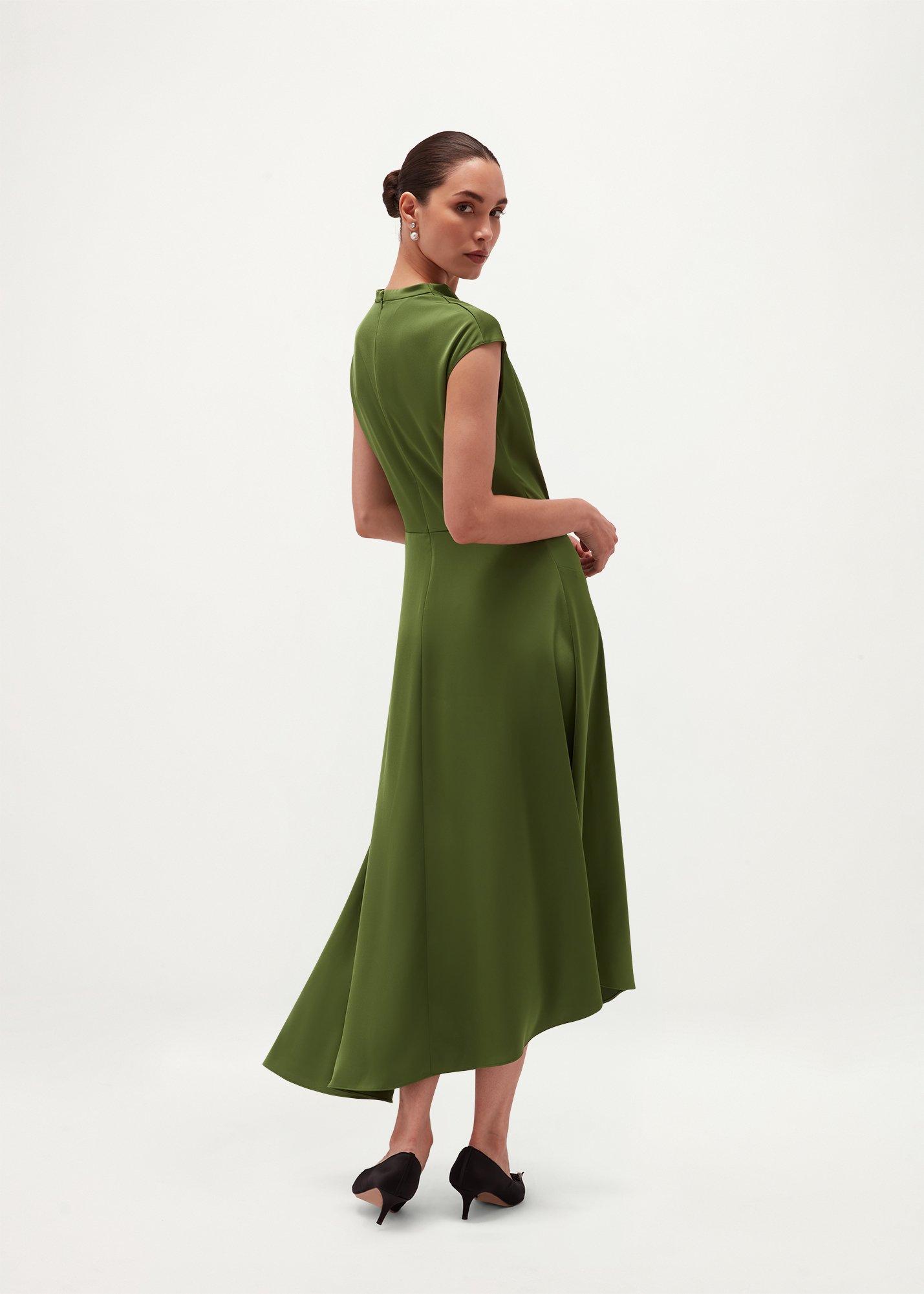 Avebury Satin Dress, Sencha Green, hi-res