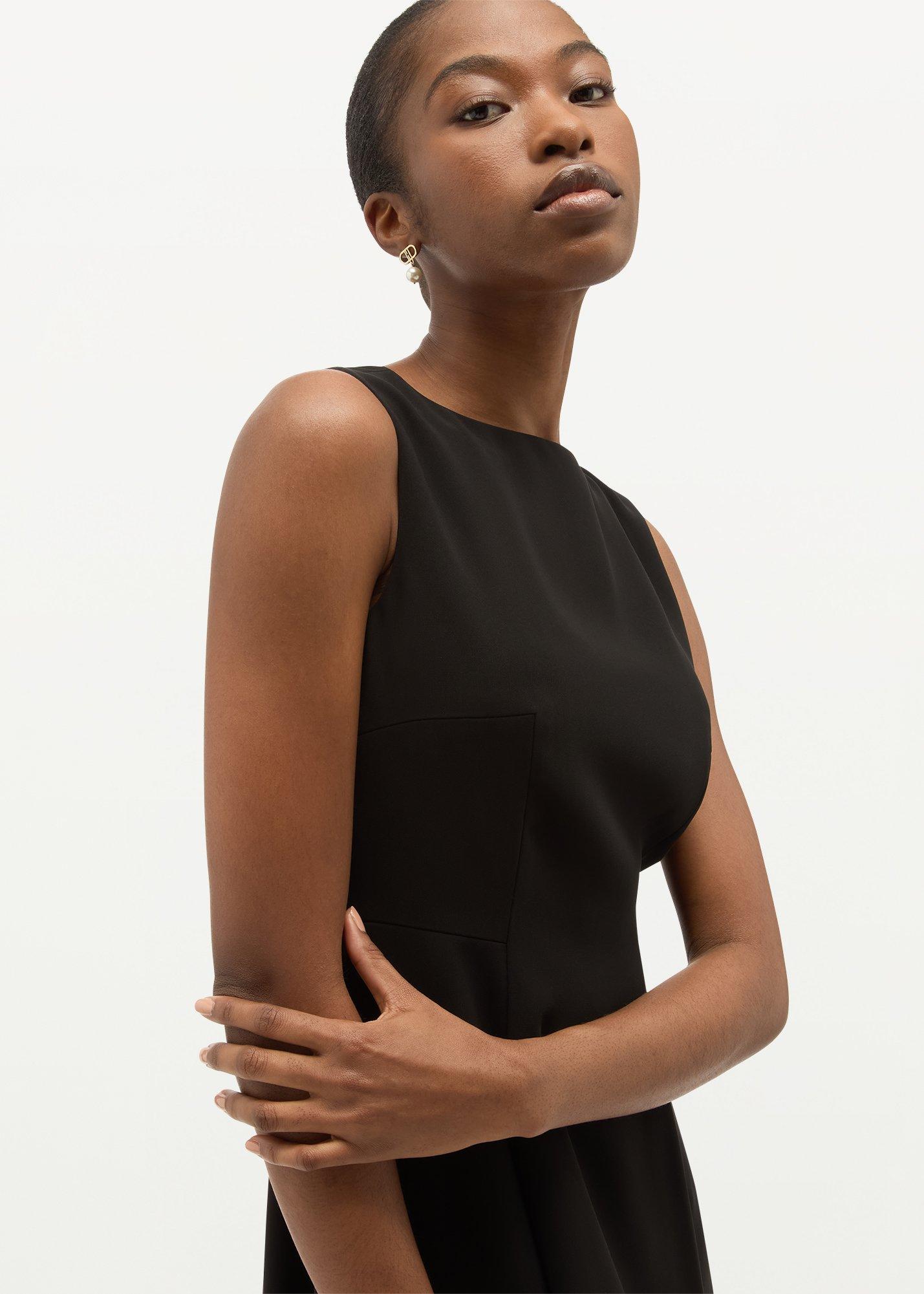 Lorna Pleated Dress, Black, hi-res