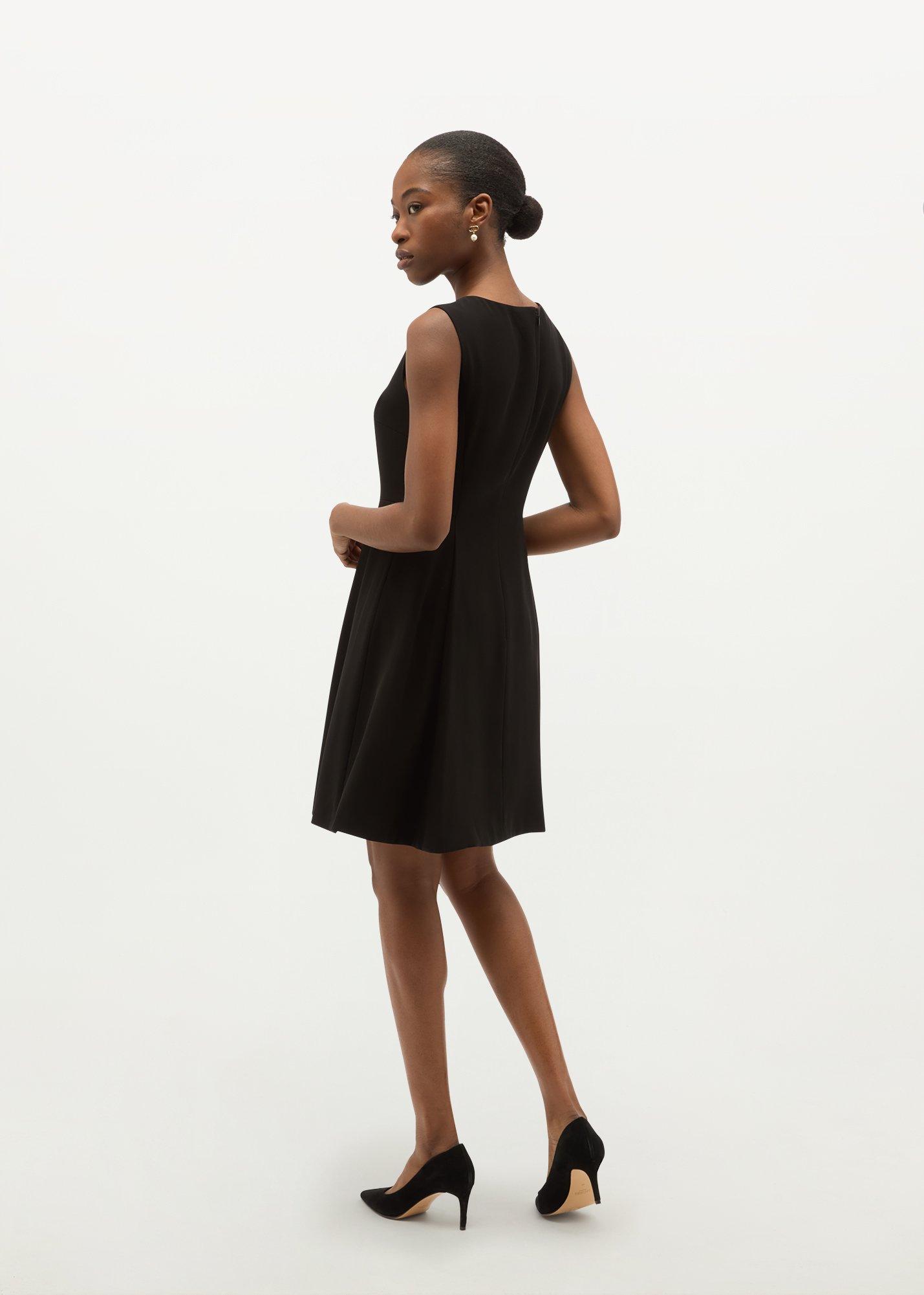 Lorna Pleated Dress, Black, hi-res