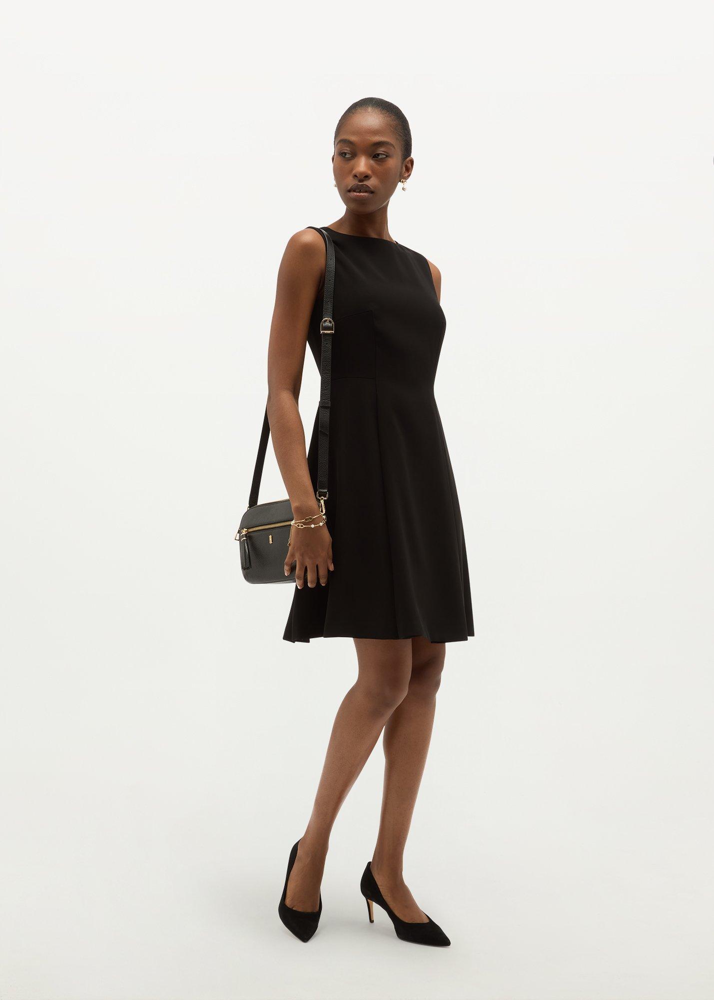 Lorna Pleated Dress, Black, hi-res