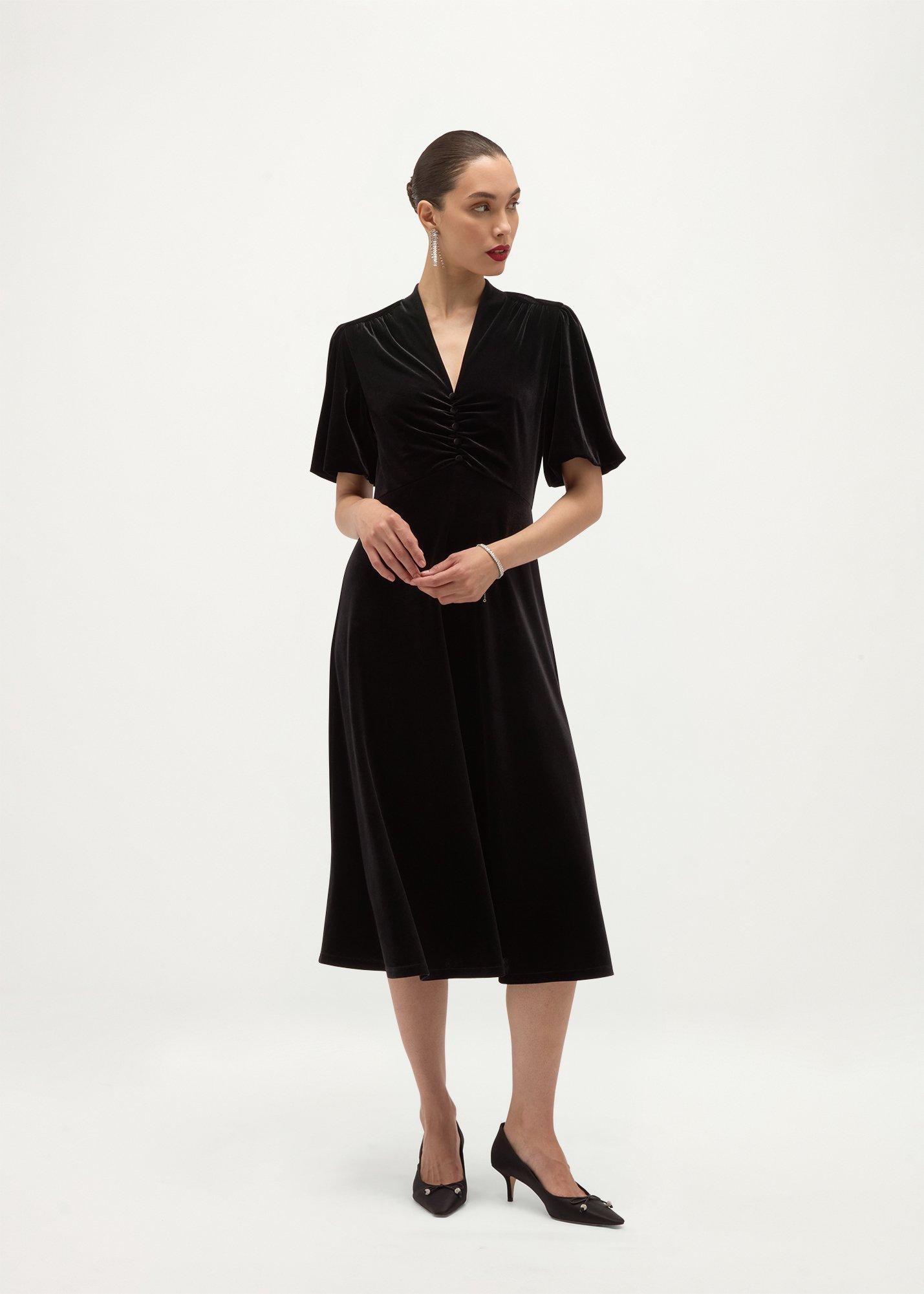 Eleanora Velvet Button Through Dress