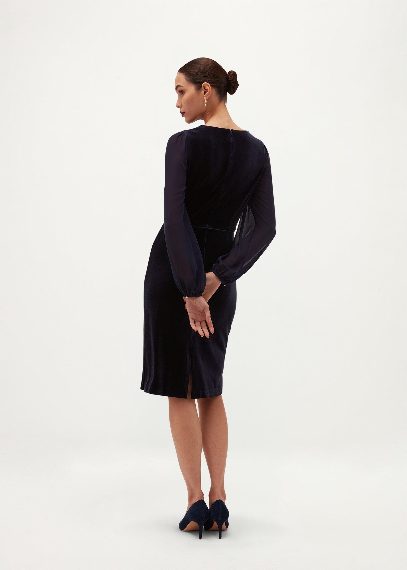 Anastasia Velvet Dress, Midnight Navy, hi-res