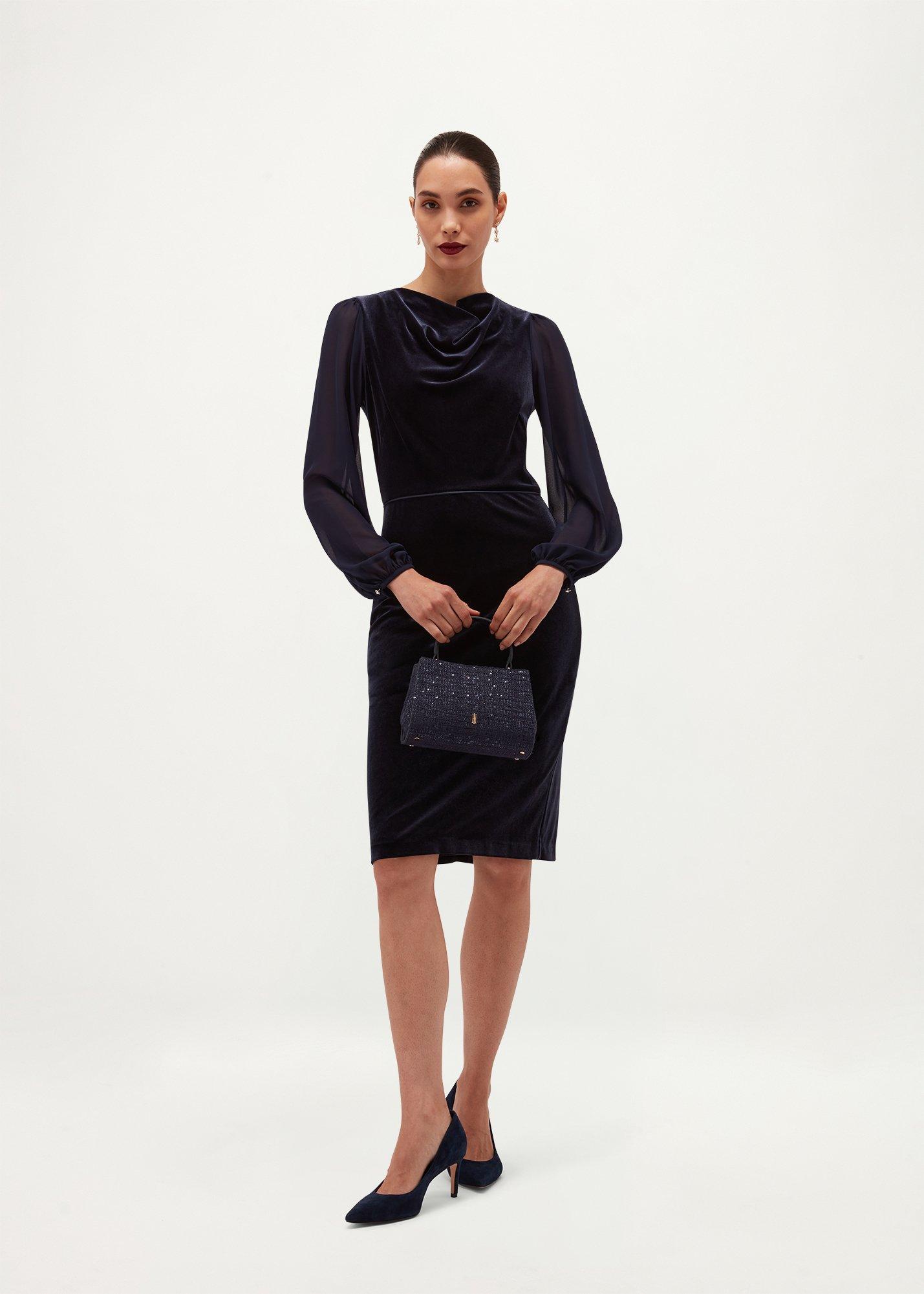 Anastasia Velvet Dress, Midnight Navy, hi-res