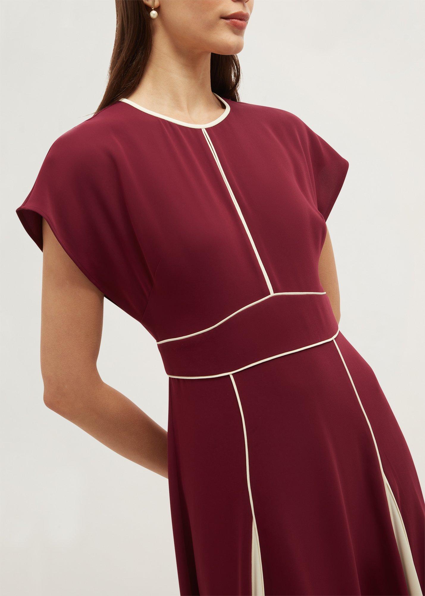 Viola Colourblock Dress, Plum Cream, hi-res