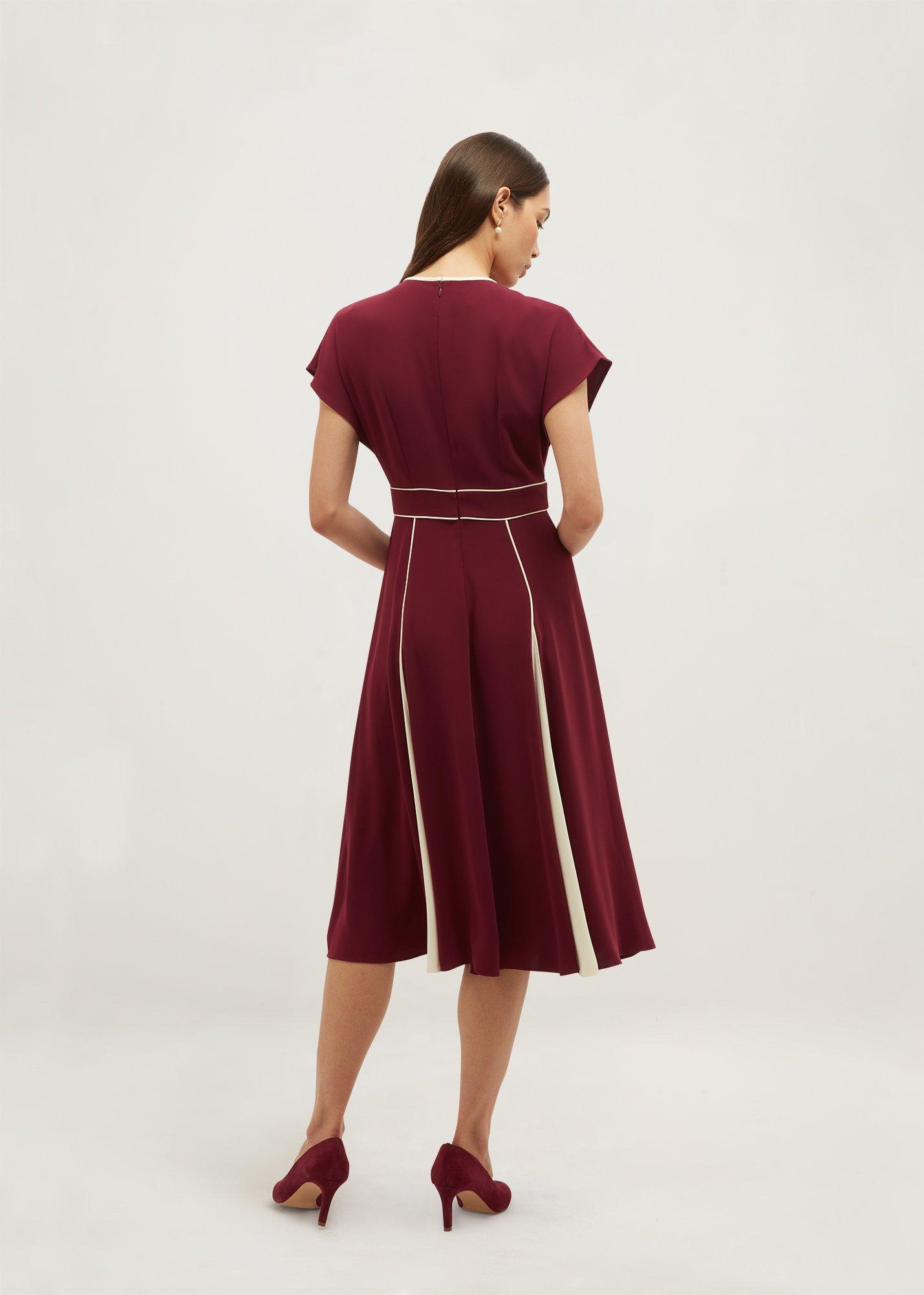Viola Colourblock Dress, Plum Cream, hi-res