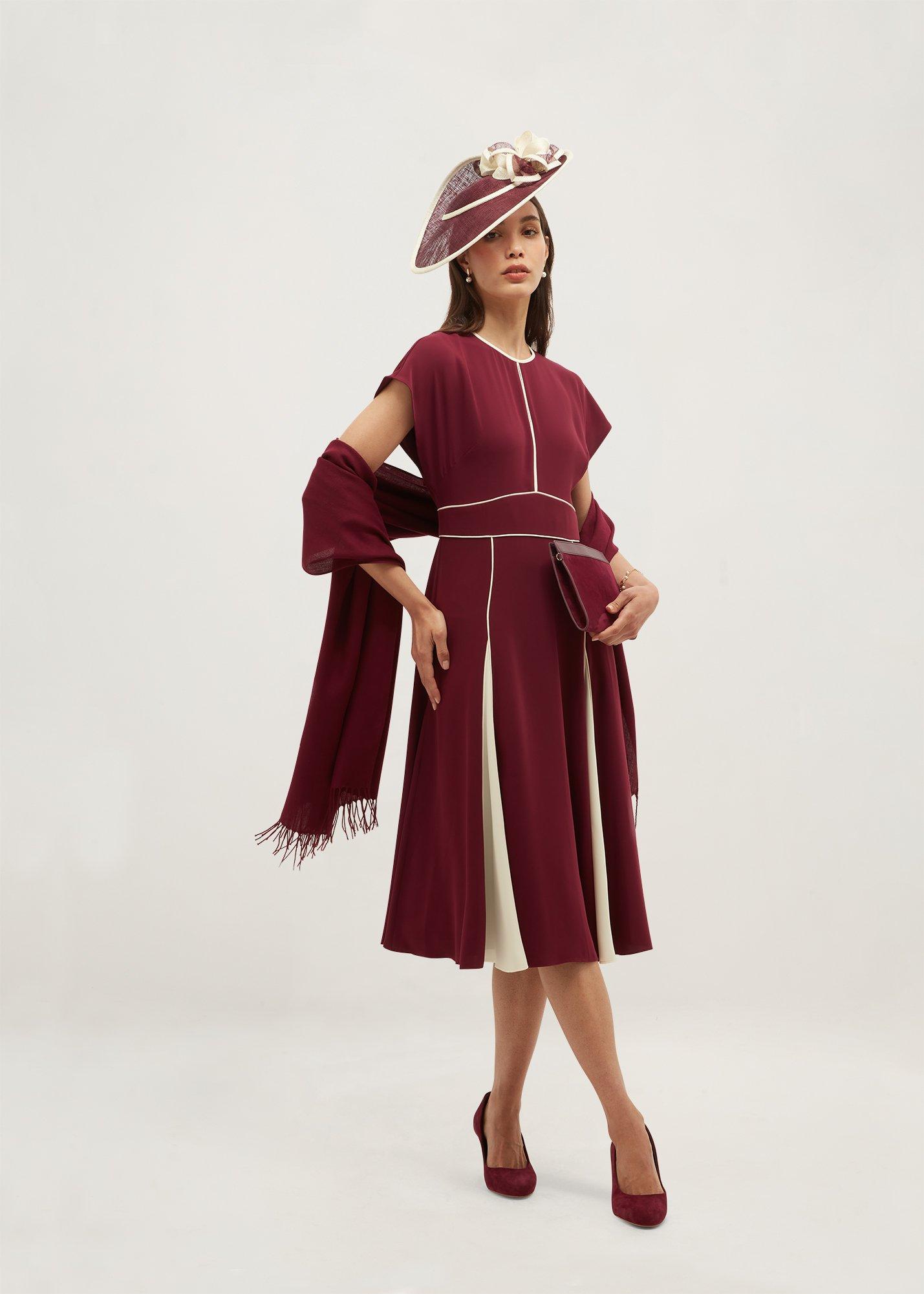 Viola Colourblock Dress, Plum Cream, hi-res