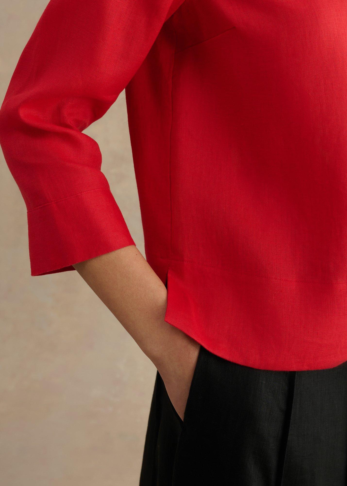 Nita Linen Shirt, Salsa Red, hi-res