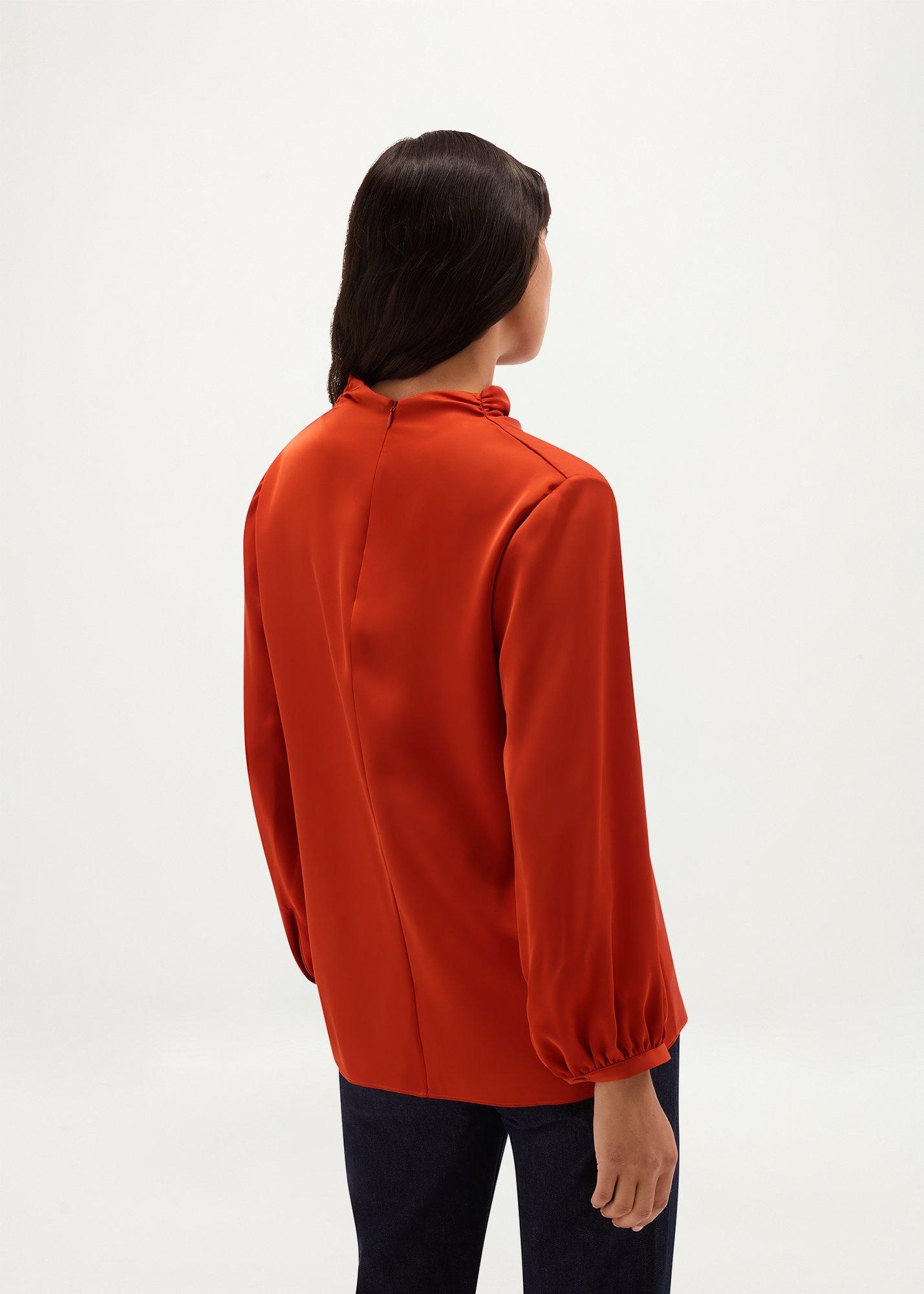 Lulworth Satin Blouse, Deep Orange, hi-res