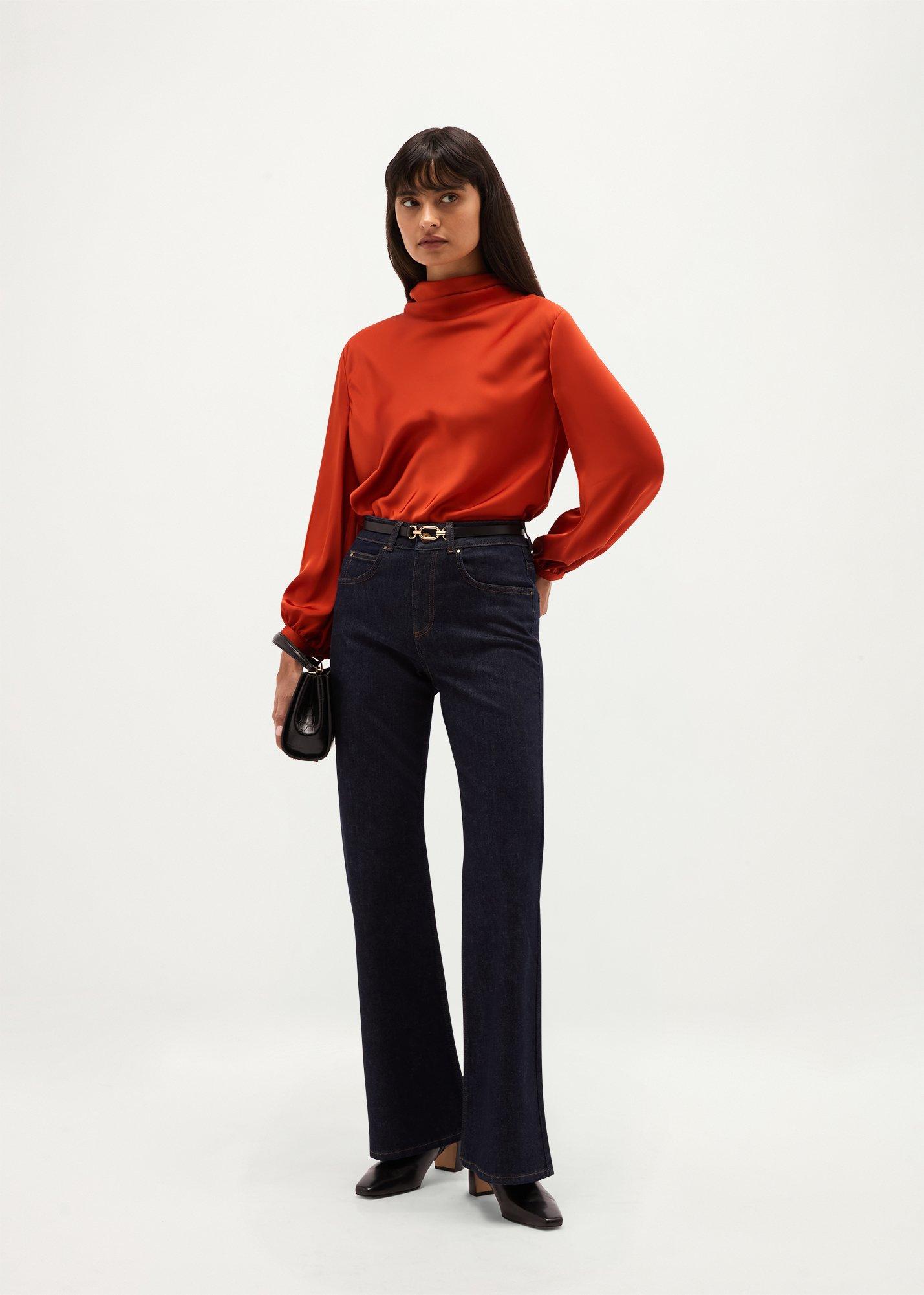 Lulworth Satin Blouse, Deep Orange, hi-res