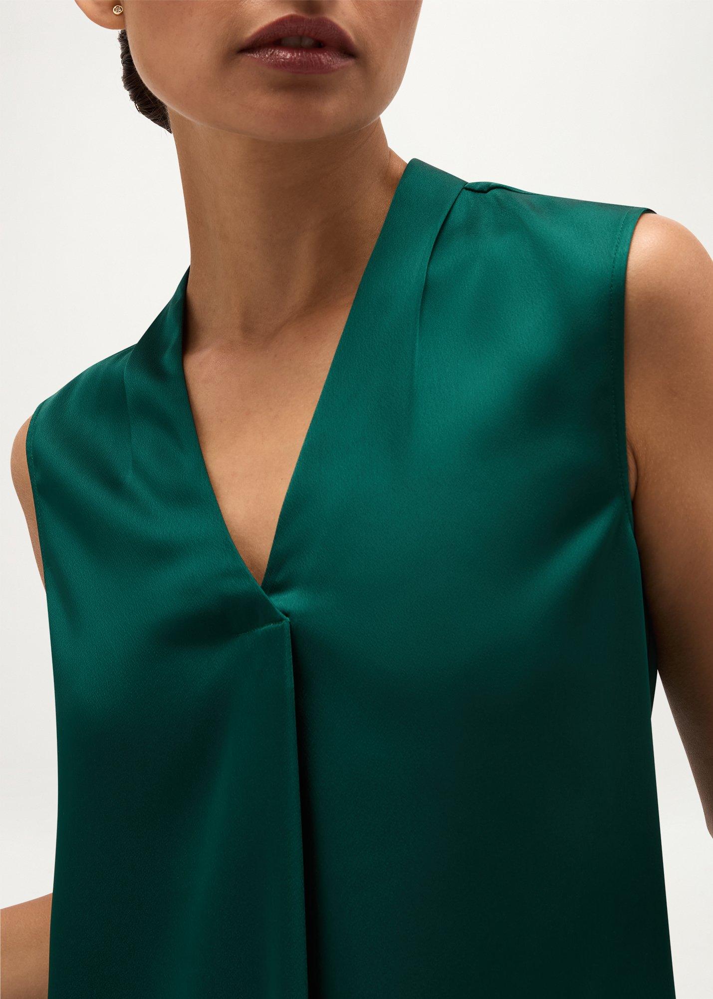Alora Satin Blouse, Marine Green, hi-res