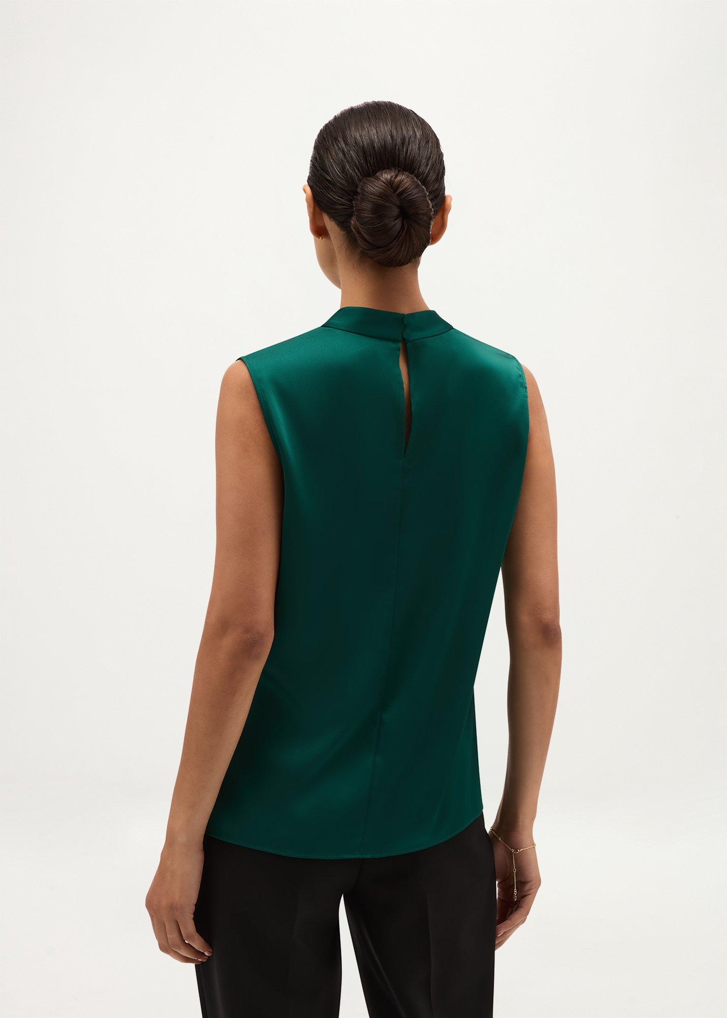 Alora Satin Blouse, Marine Green, hi-res