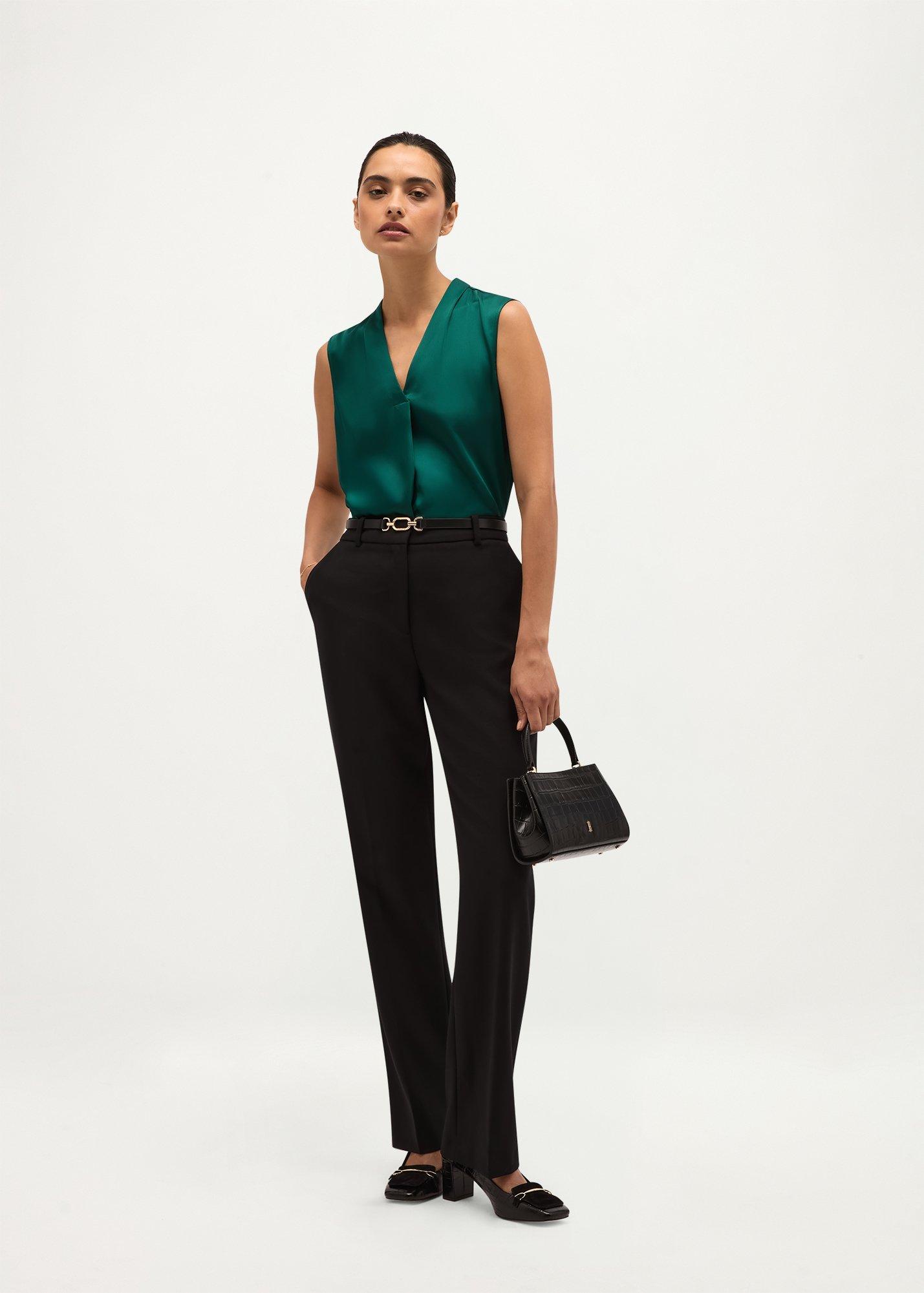 Alora Satin Blouse, Marine Green, hi-res
