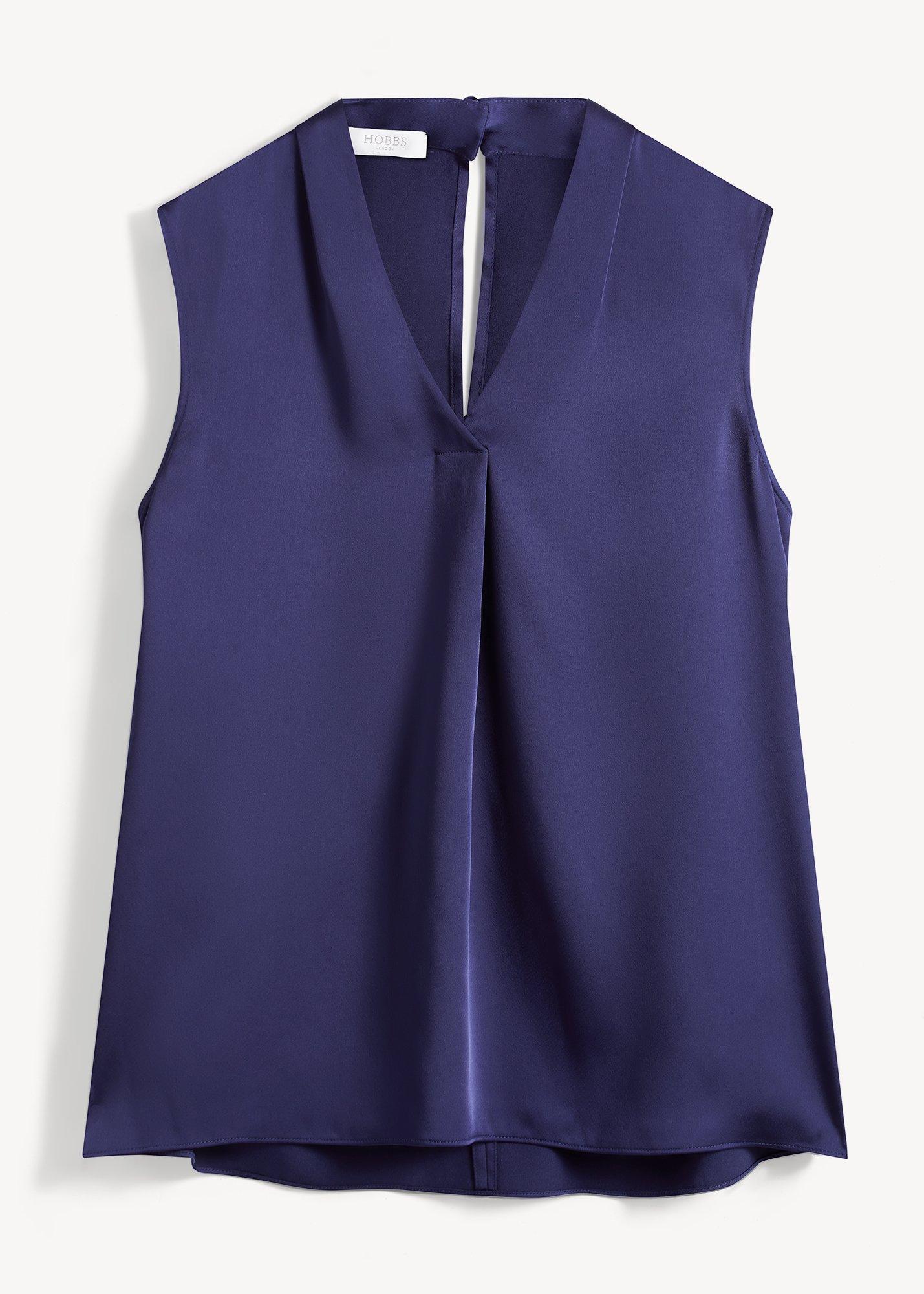 Alora Satin Blouse, Violet Blue, hi-res