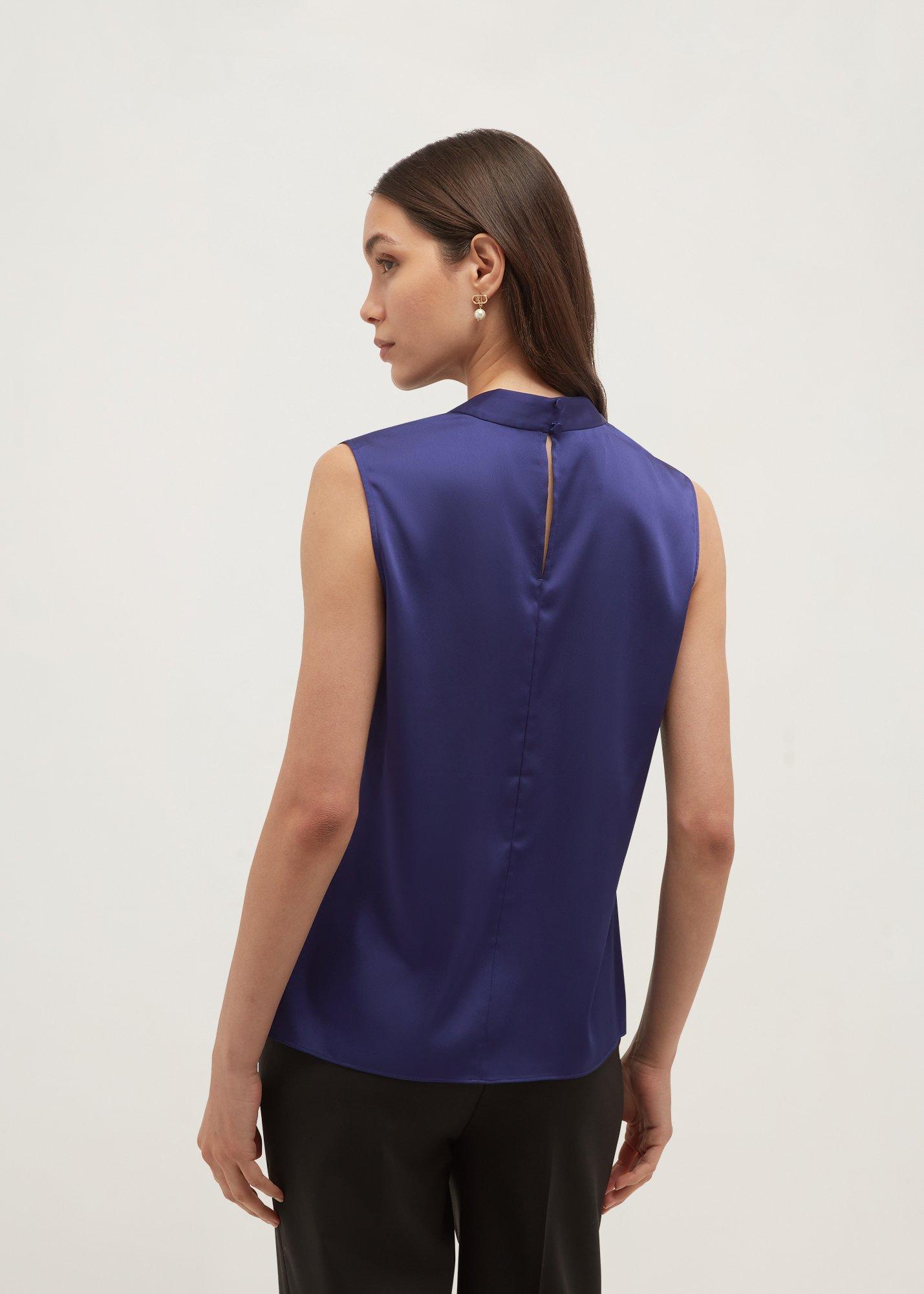 Alora Satin Blouse, Violet Blue, hi-res