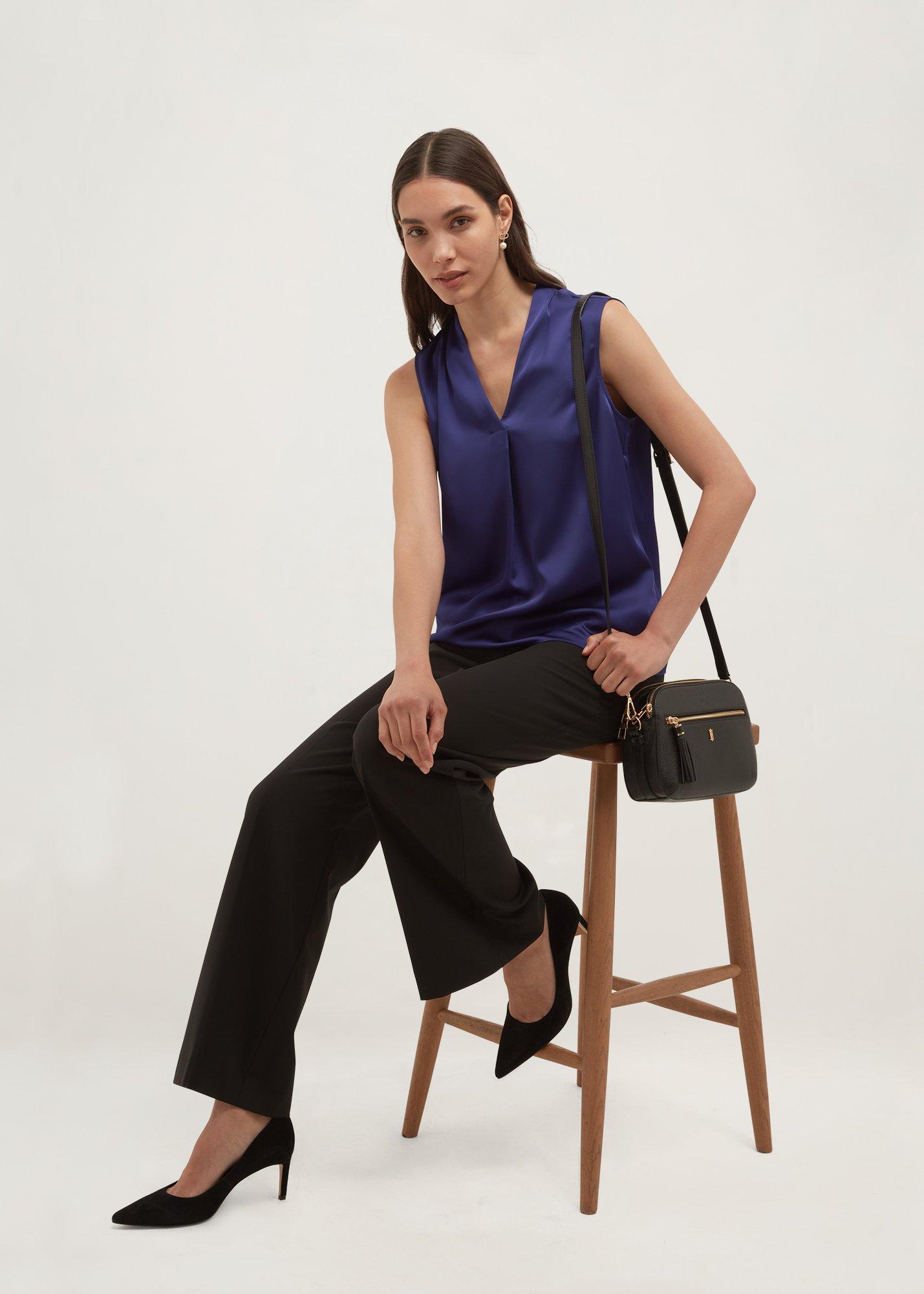 Alora Satin Blouse, Violet Blue, hi-res