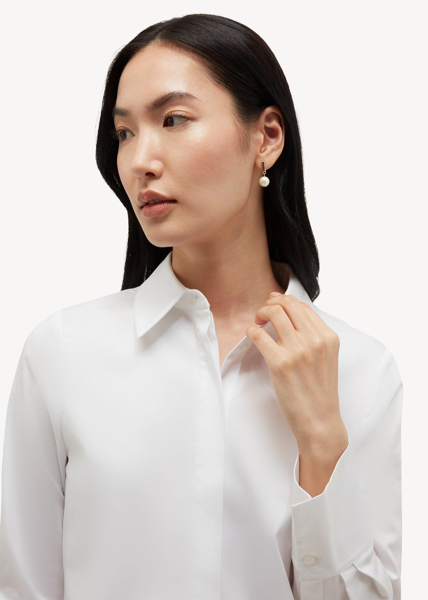 Andra Cotton Blend Shirt, White, hi-res