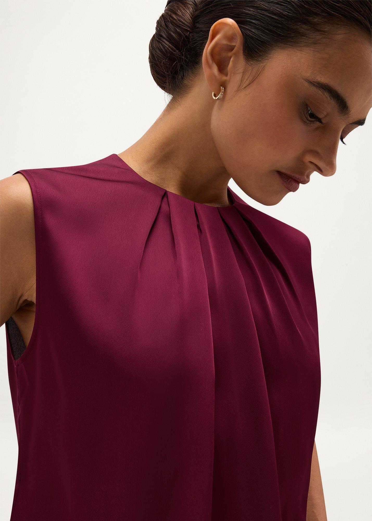 Rosanne Satin Blouse, Warm Plum, hi-res