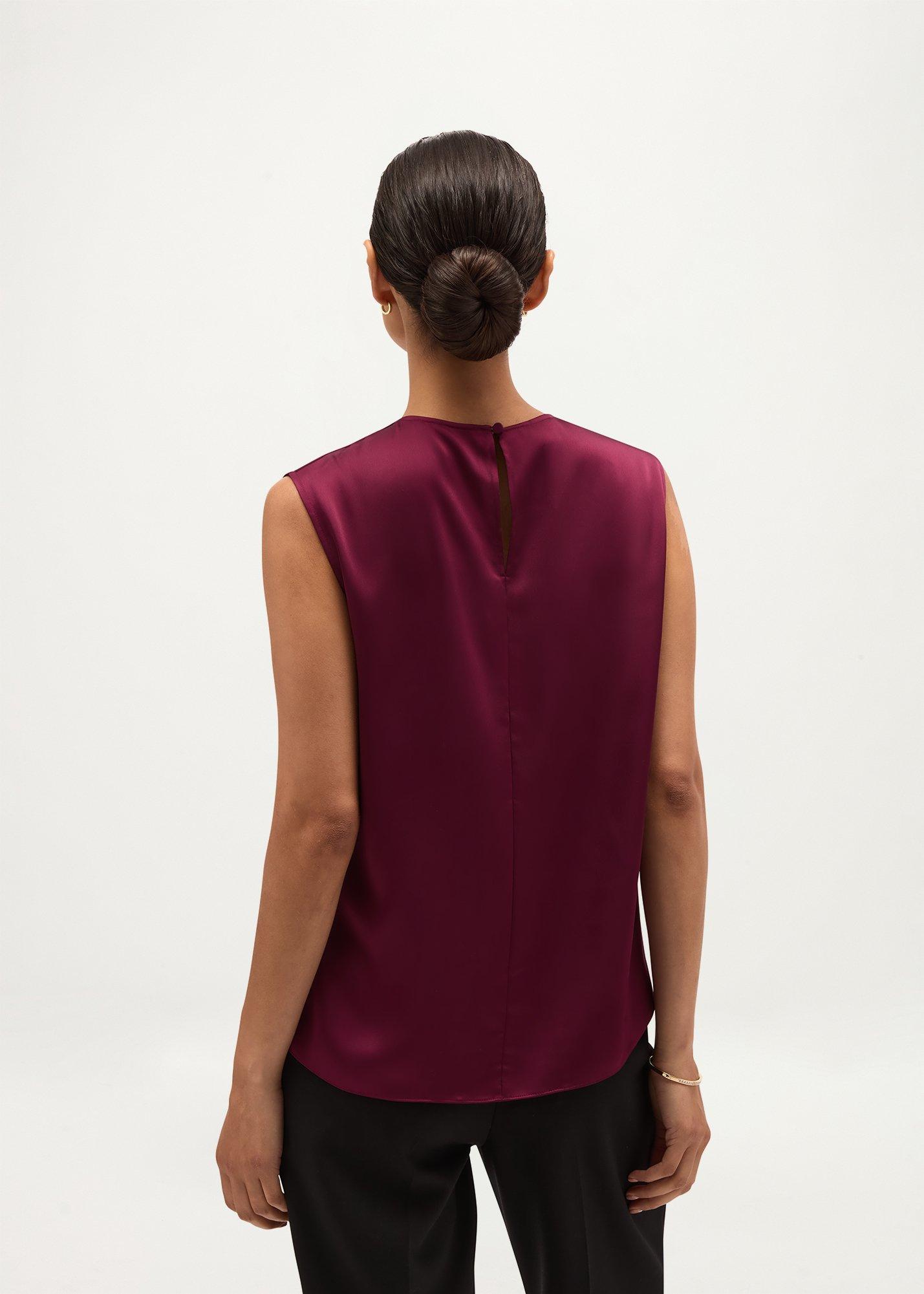 Rosanne Satin Blouse, Warm Plum, hi-res