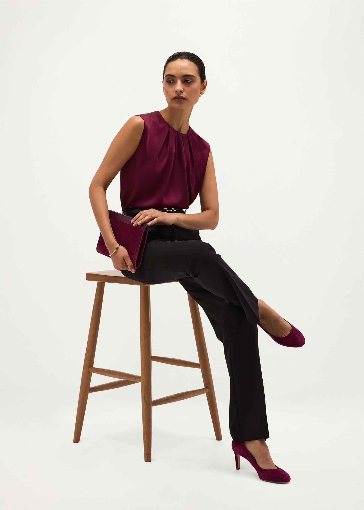 Rosanne Satin Blouse, Warm Plum, hi-res