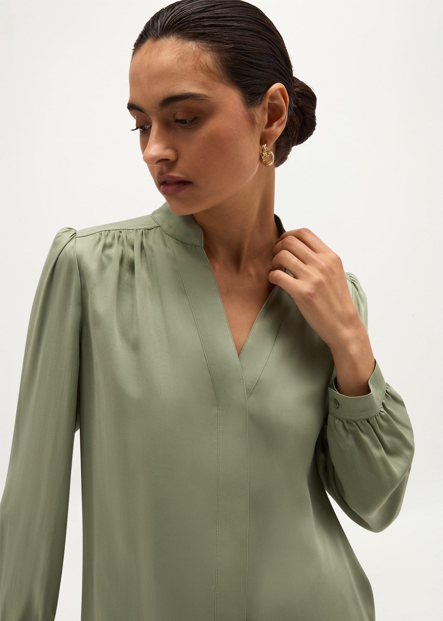 Gwen Satin Blouse, Cool Sage Green, hi-res
