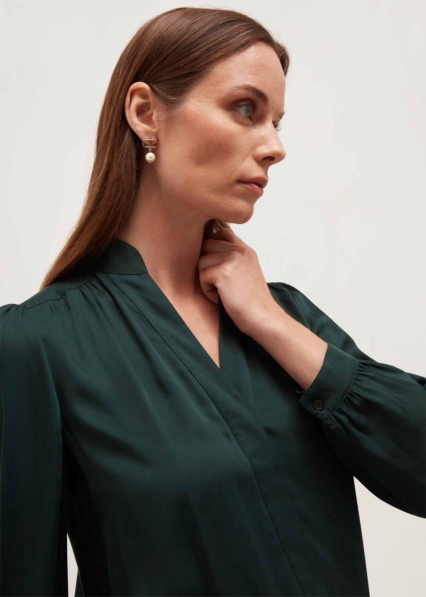 Gwen Satin Blouse, Dark Fir Green, hi-res