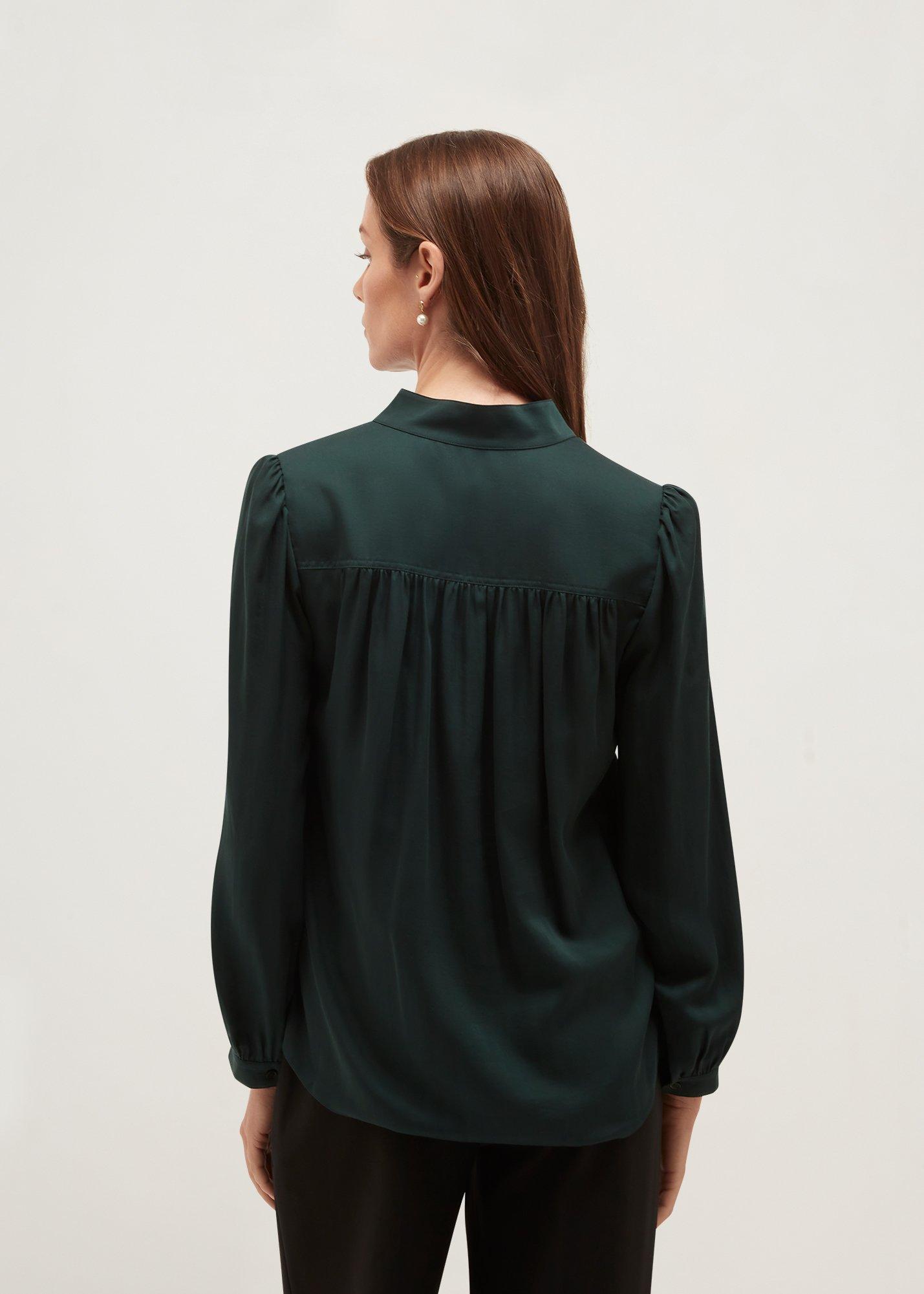 Gwen Satin Blouse, Dark Fir Green, hi-res