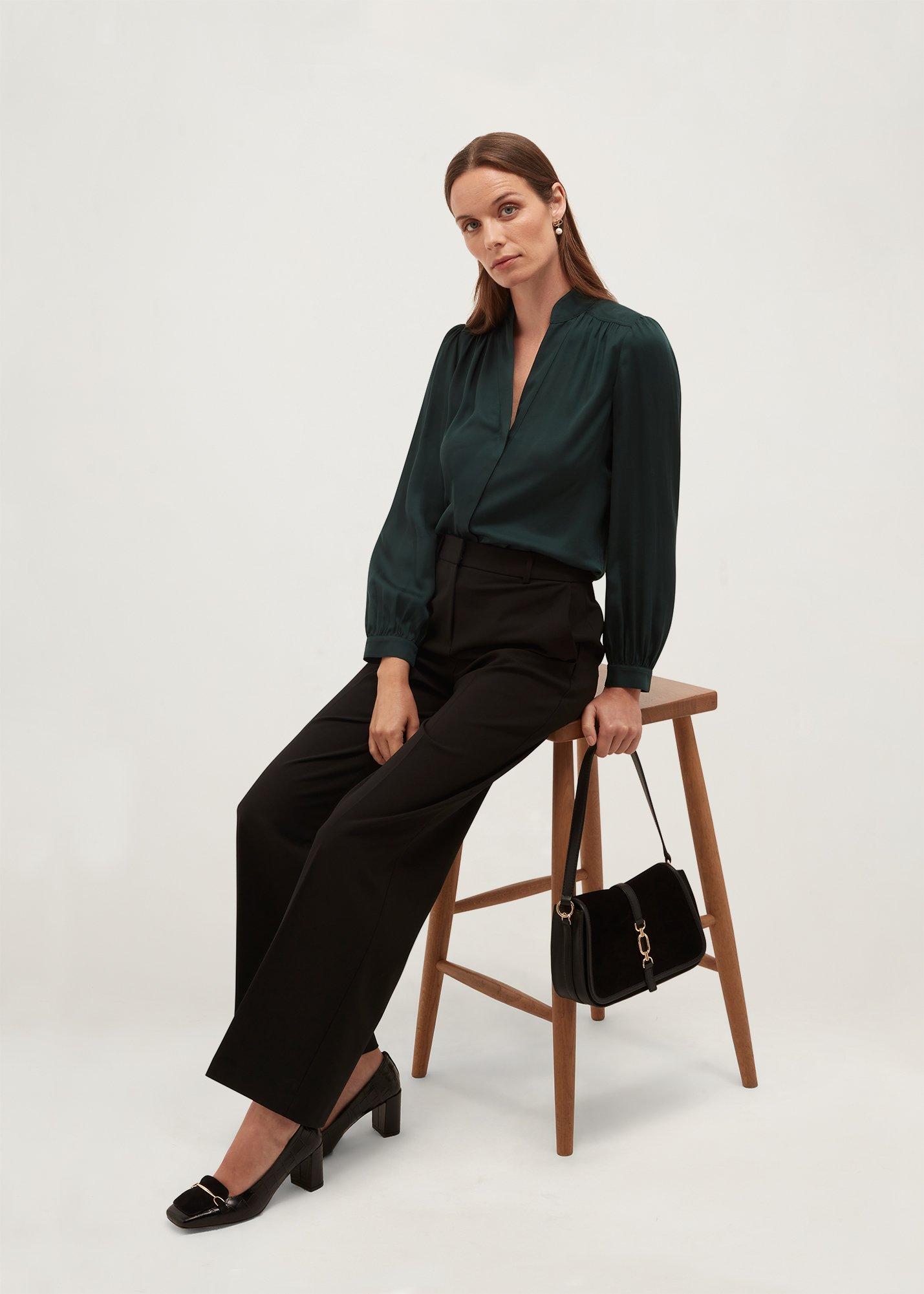Gwen Satin Blouse, Dark Fir Green, hi-res