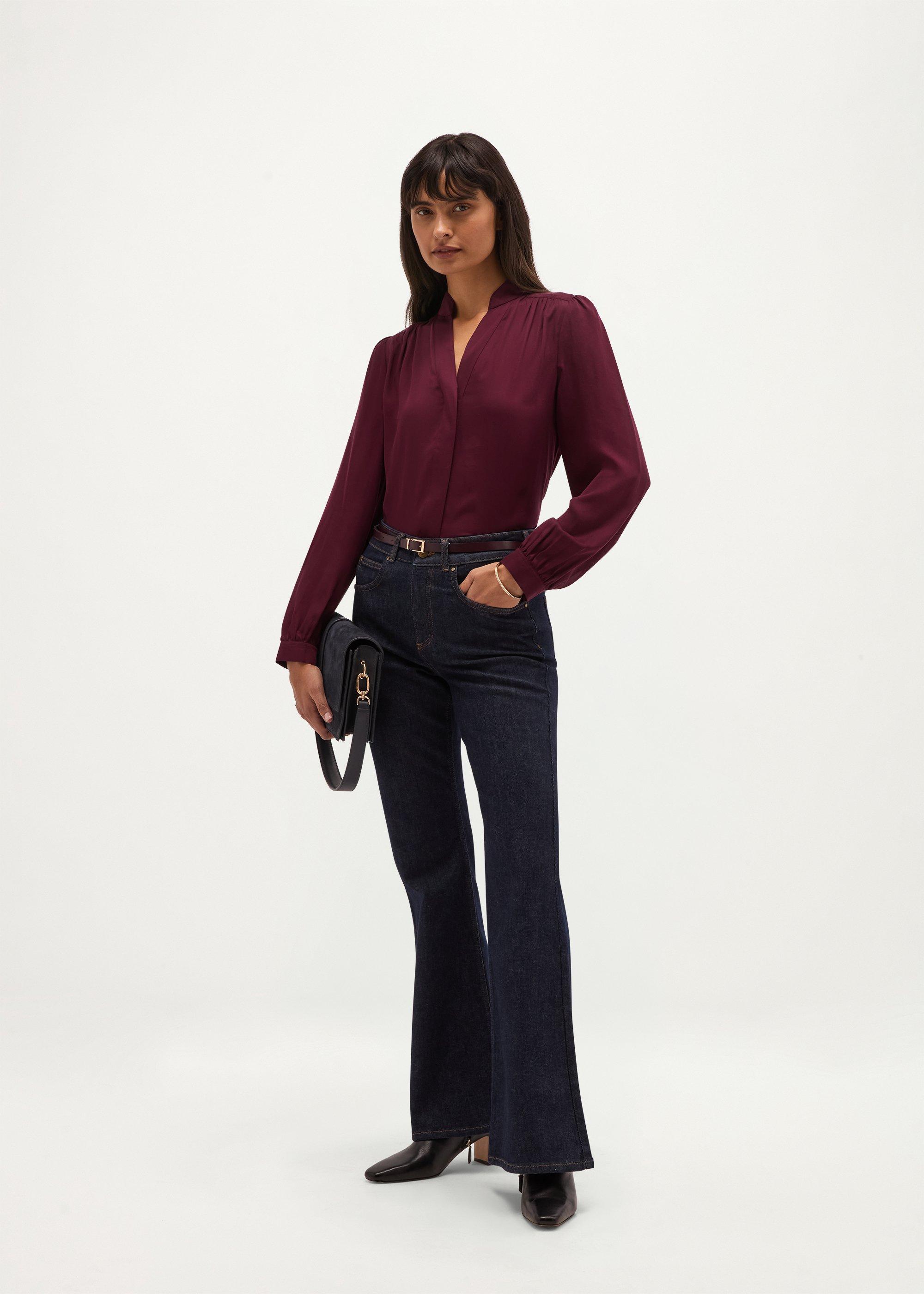 Gwen Satin Blouse, Fig Purple, hi-res