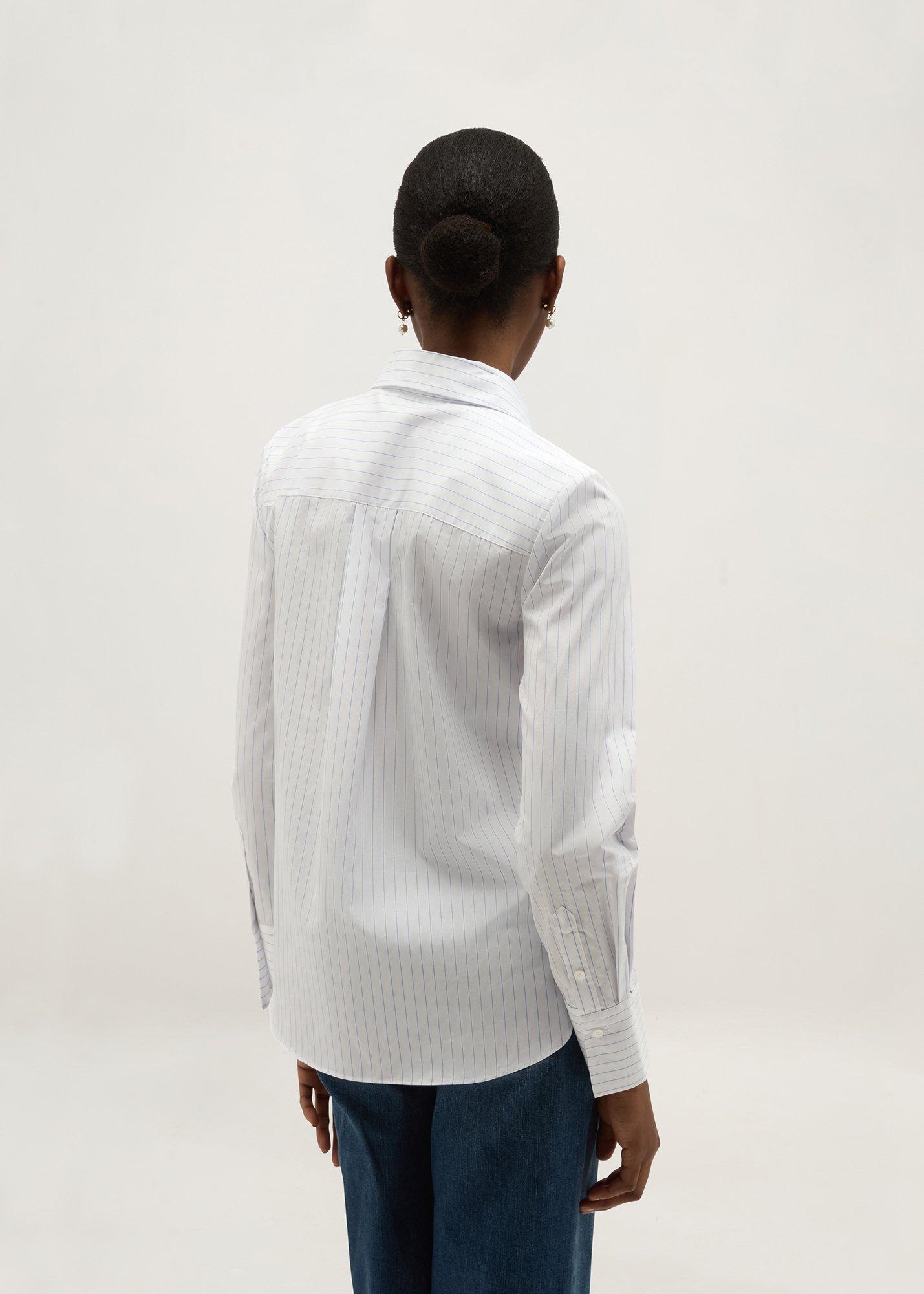 Kora Striped Cotton Shirt, Blue White, hi-res
