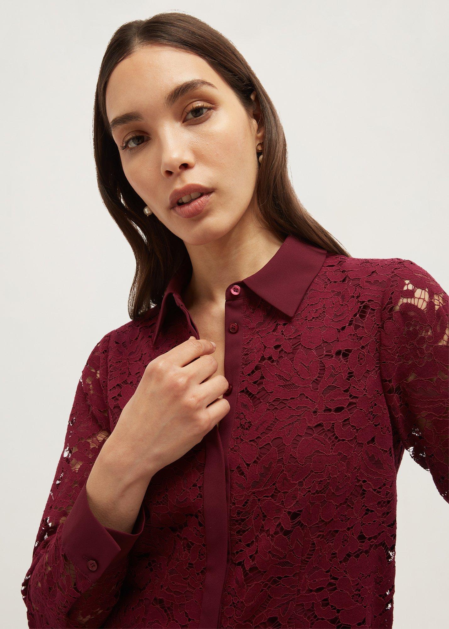 Claire Lace Shirt, Warm Plum, hi-res