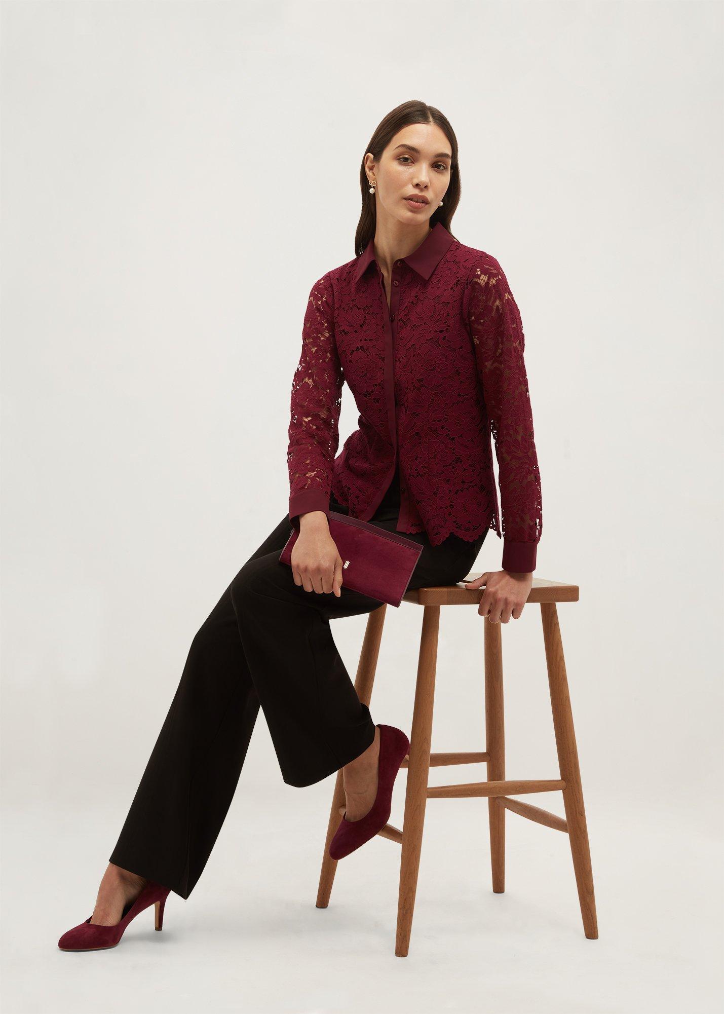 Claire Lace Shirt, Warm Plum, hi-res