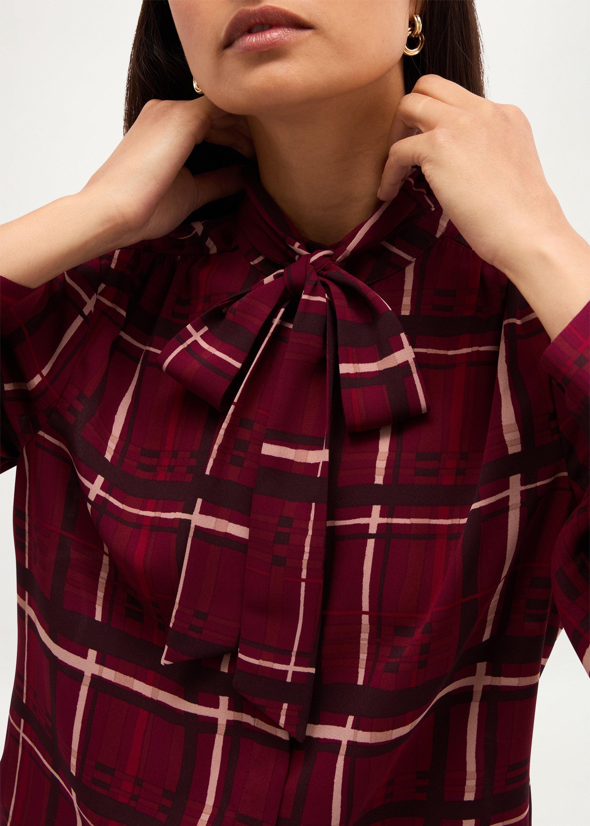 Aisha Check Blouse, Plum Multi, hi-res