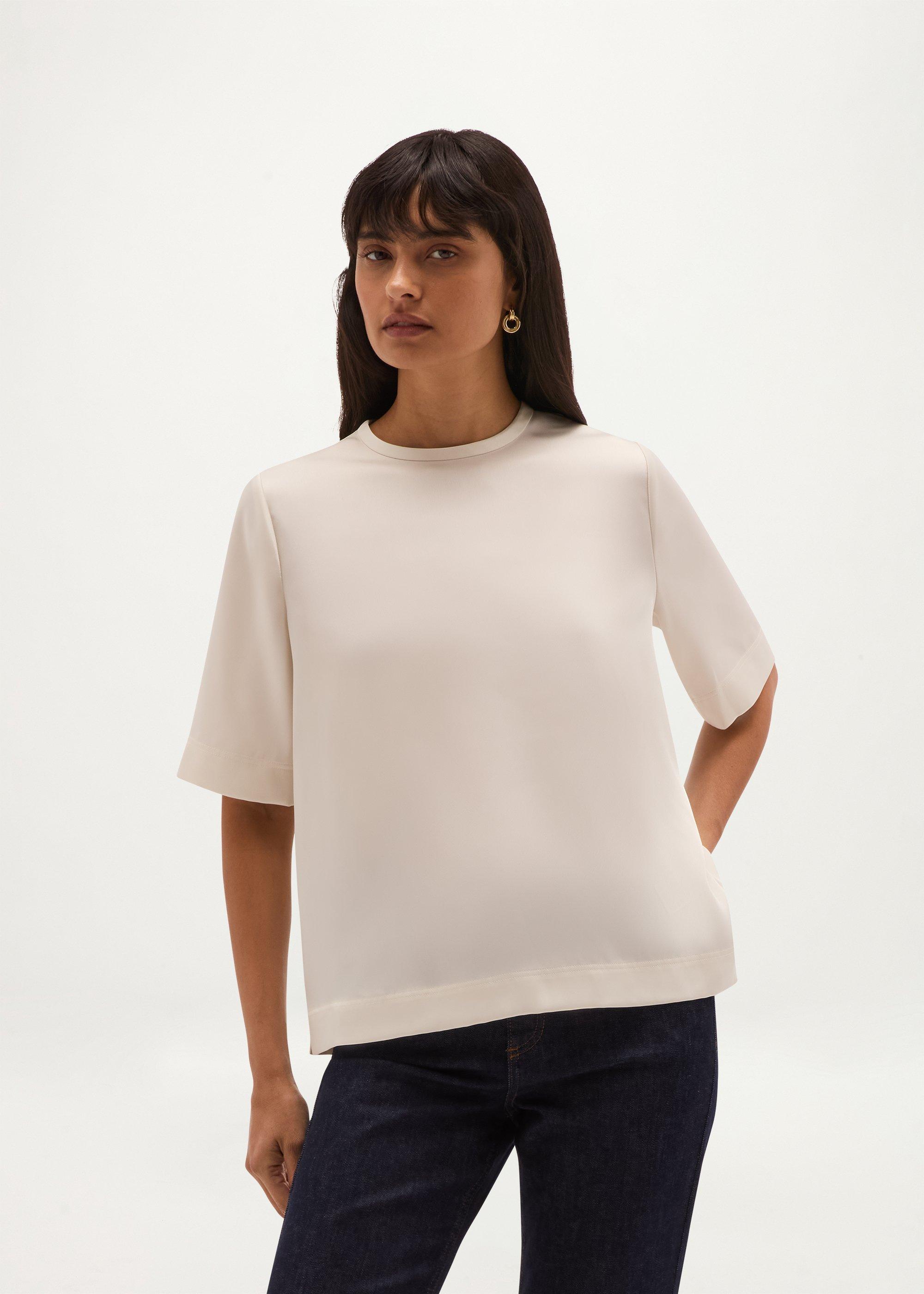 Salma Satin Top, Buttercream, hi-res